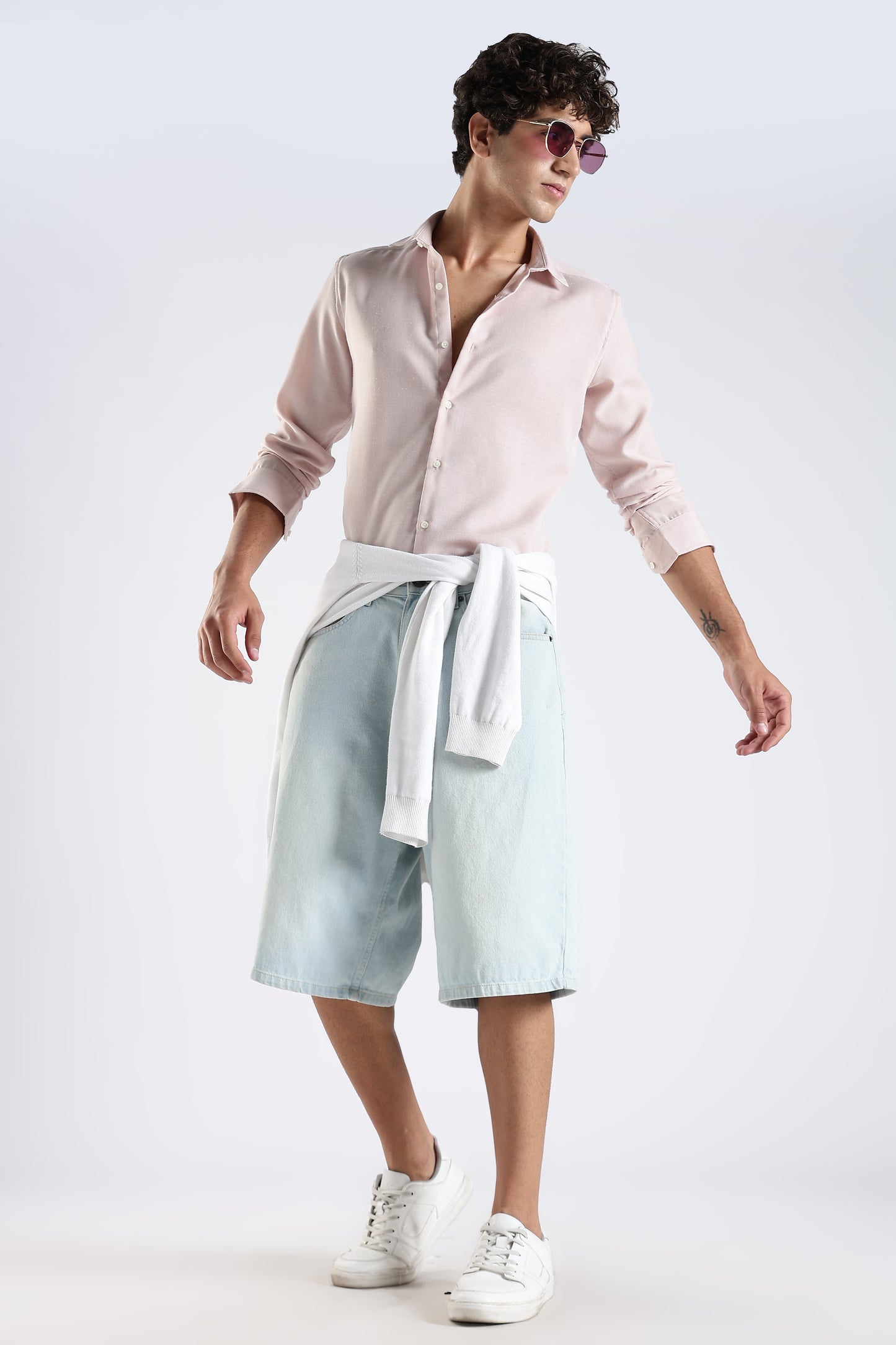 Men Dapper Linen Shirts-Pink