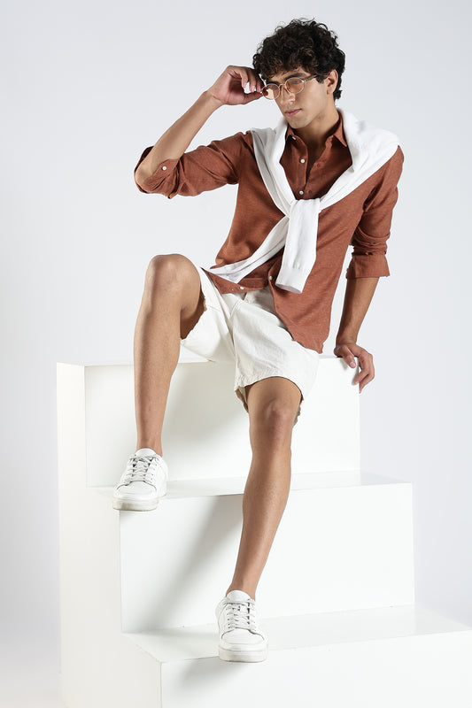 Men Dapper Linen Shirts-Rustic