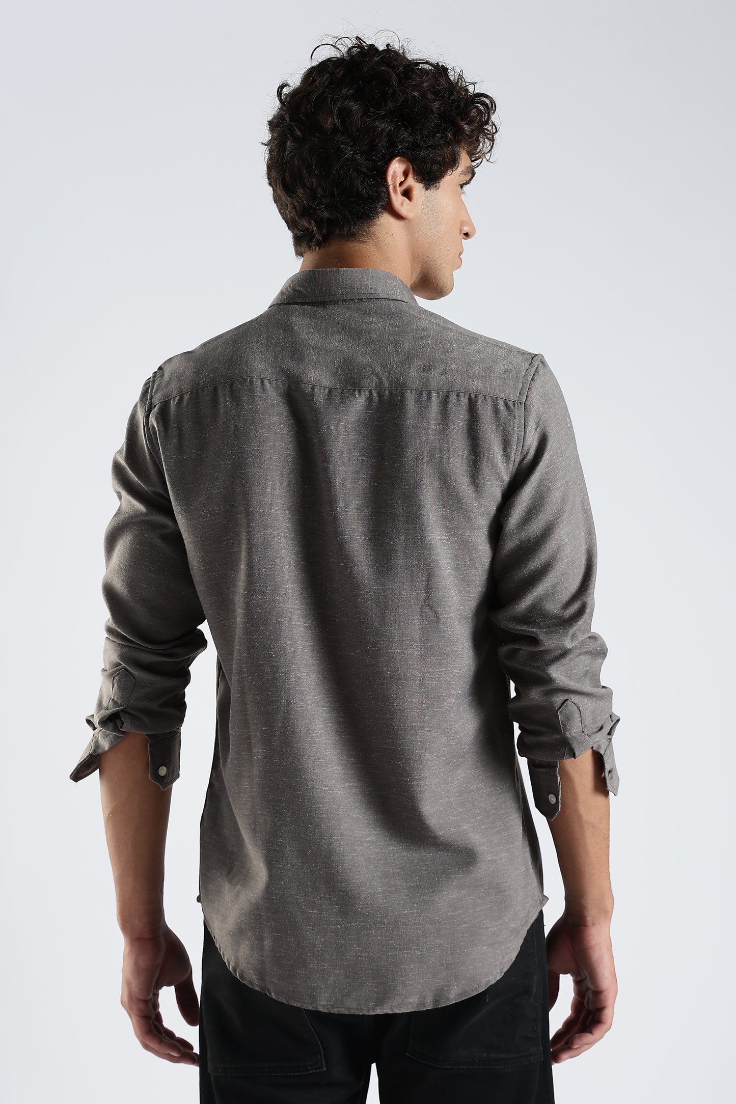 Men Dapper Linen Shirts-Dk Grey