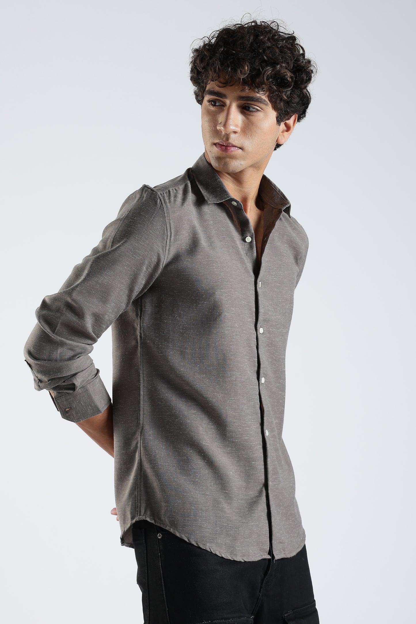 Men Dapper Linen Shirts-Dk Grey