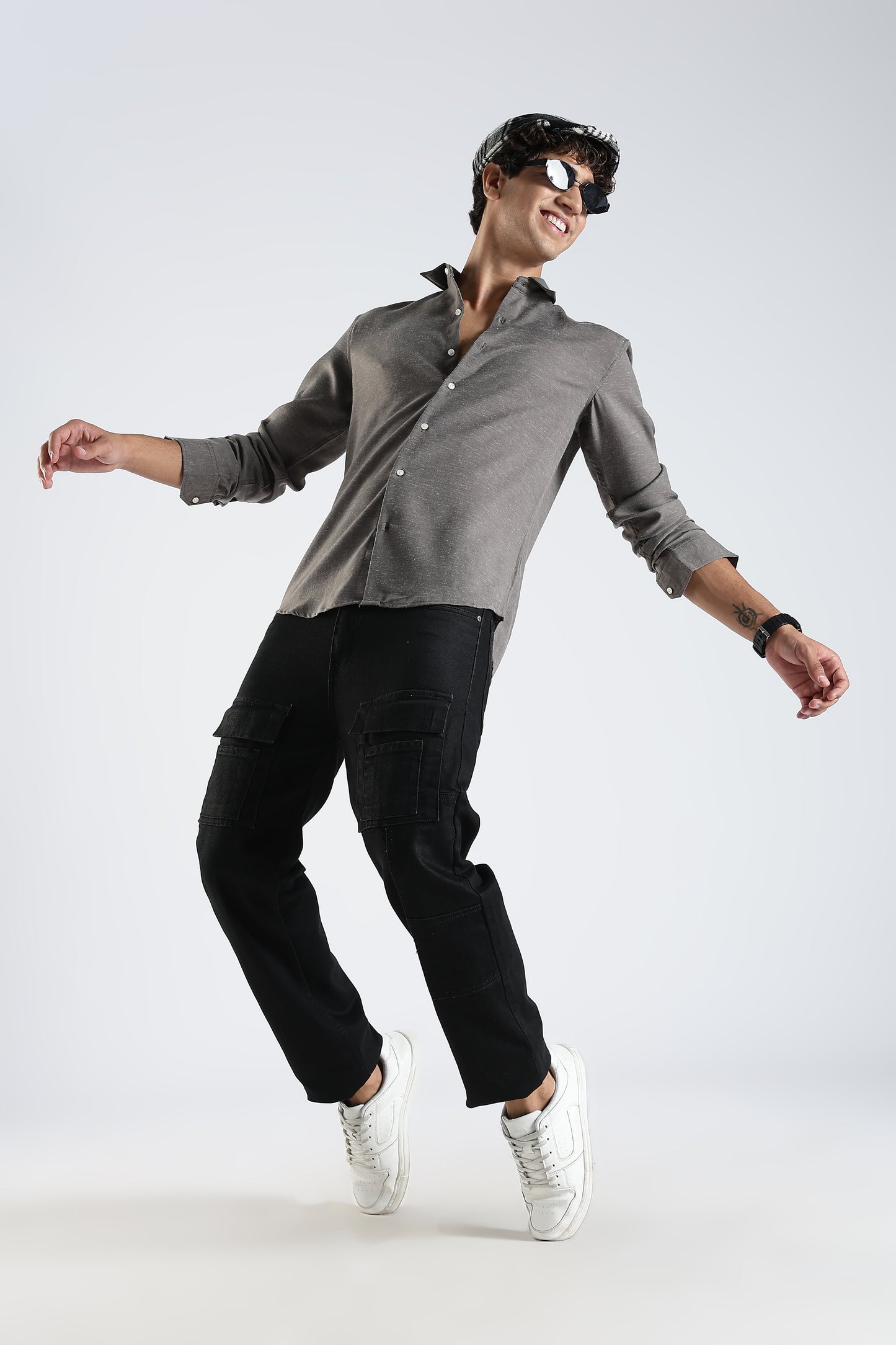 Men Dapper Linen Shirts-Dk Grey
