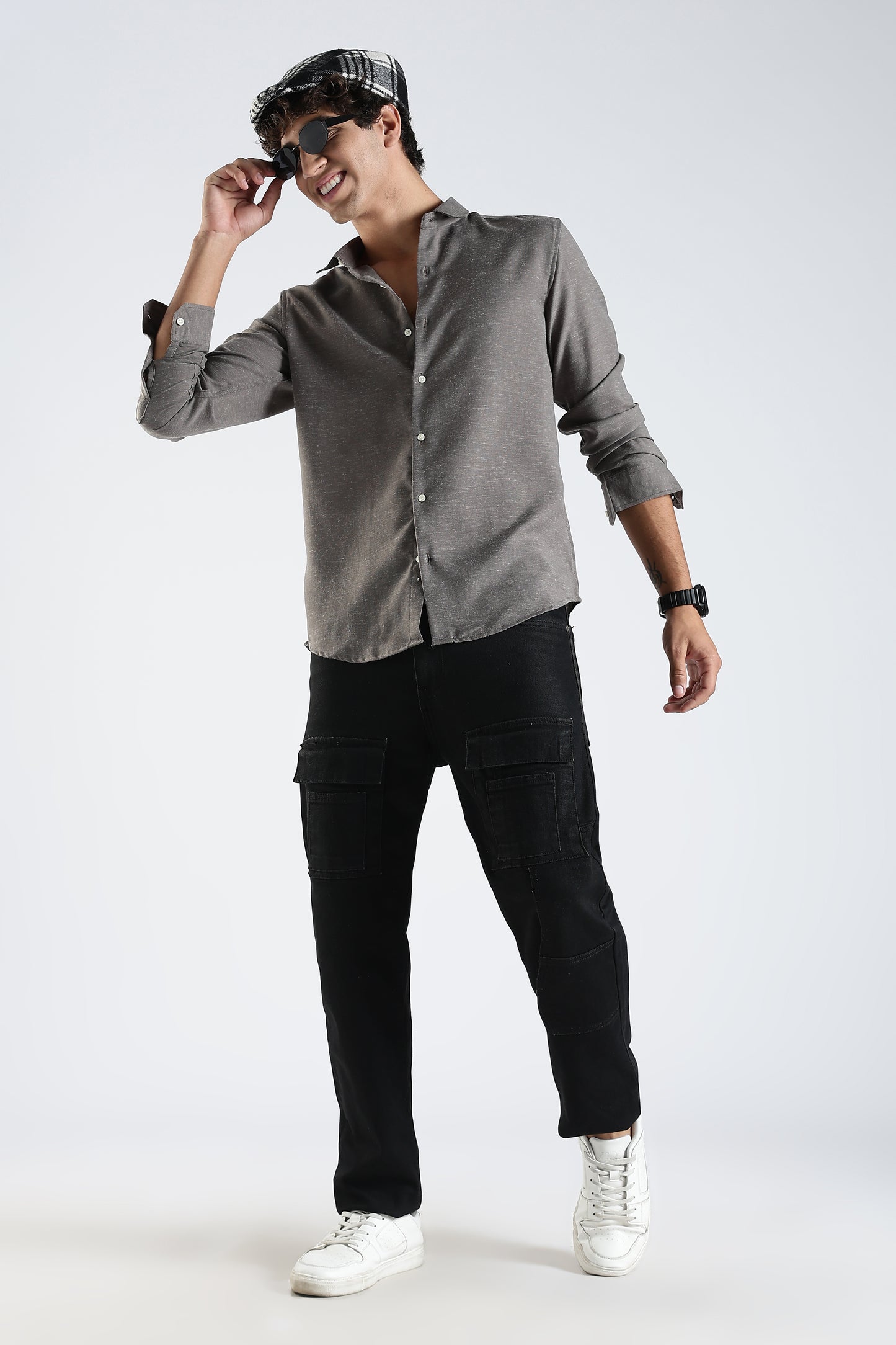 Men Dapper Linen Shirts-Dk Grey