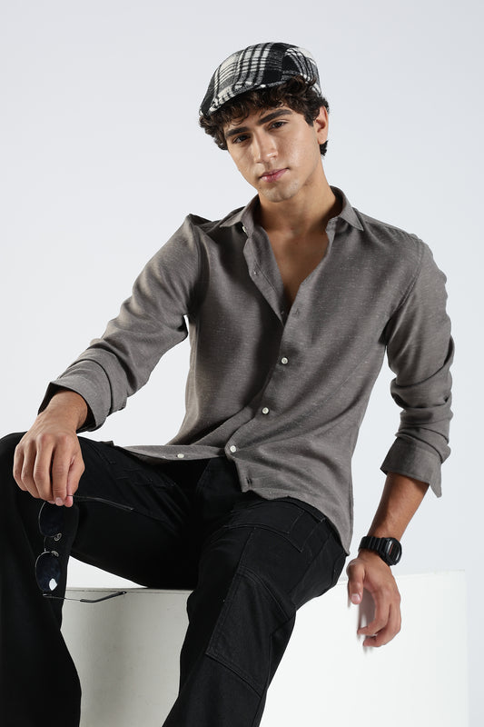 Men Dapper Linen Shirts-Dk Grey