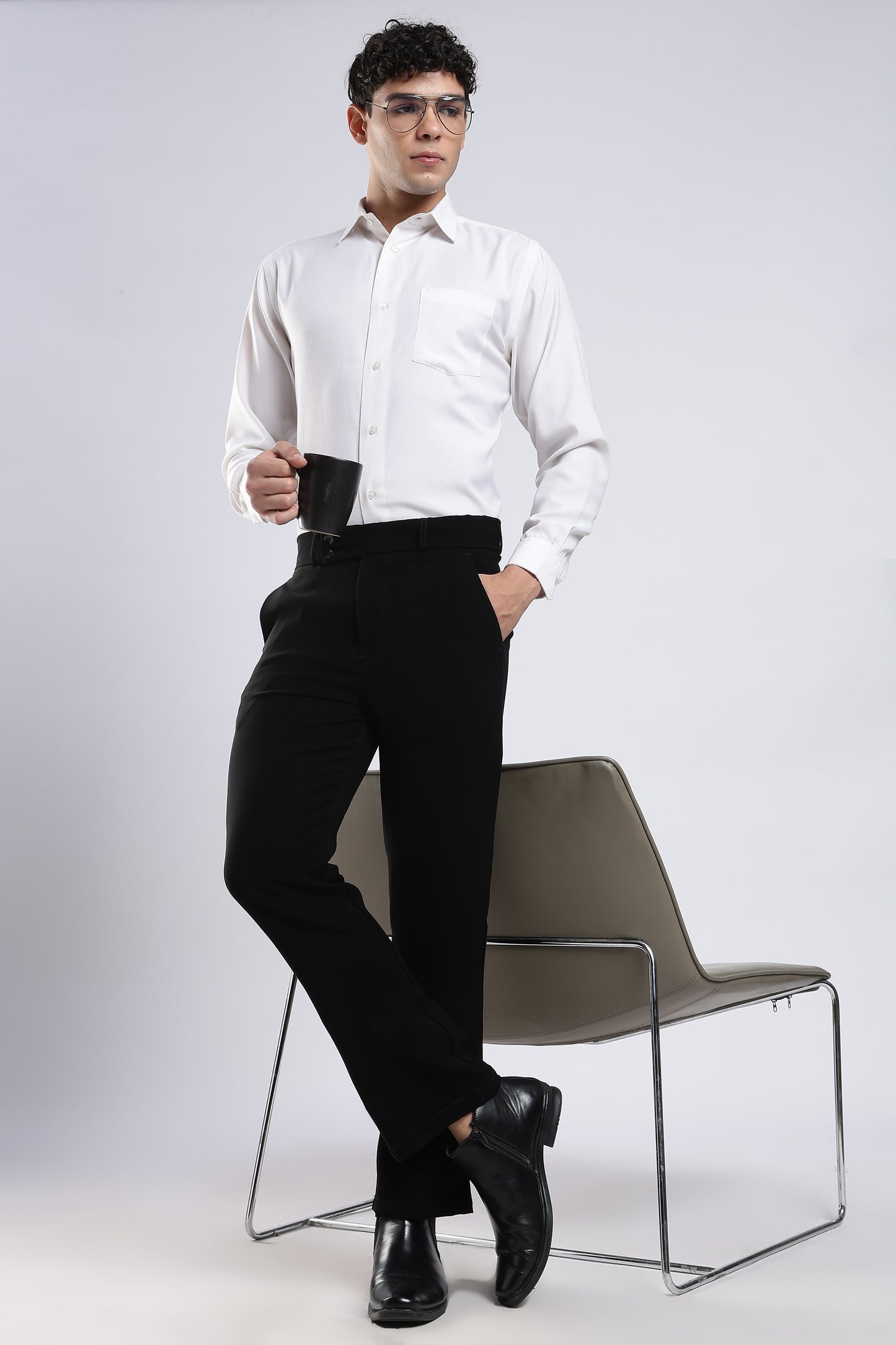 Men Japanese Boot Cut Pant-Black