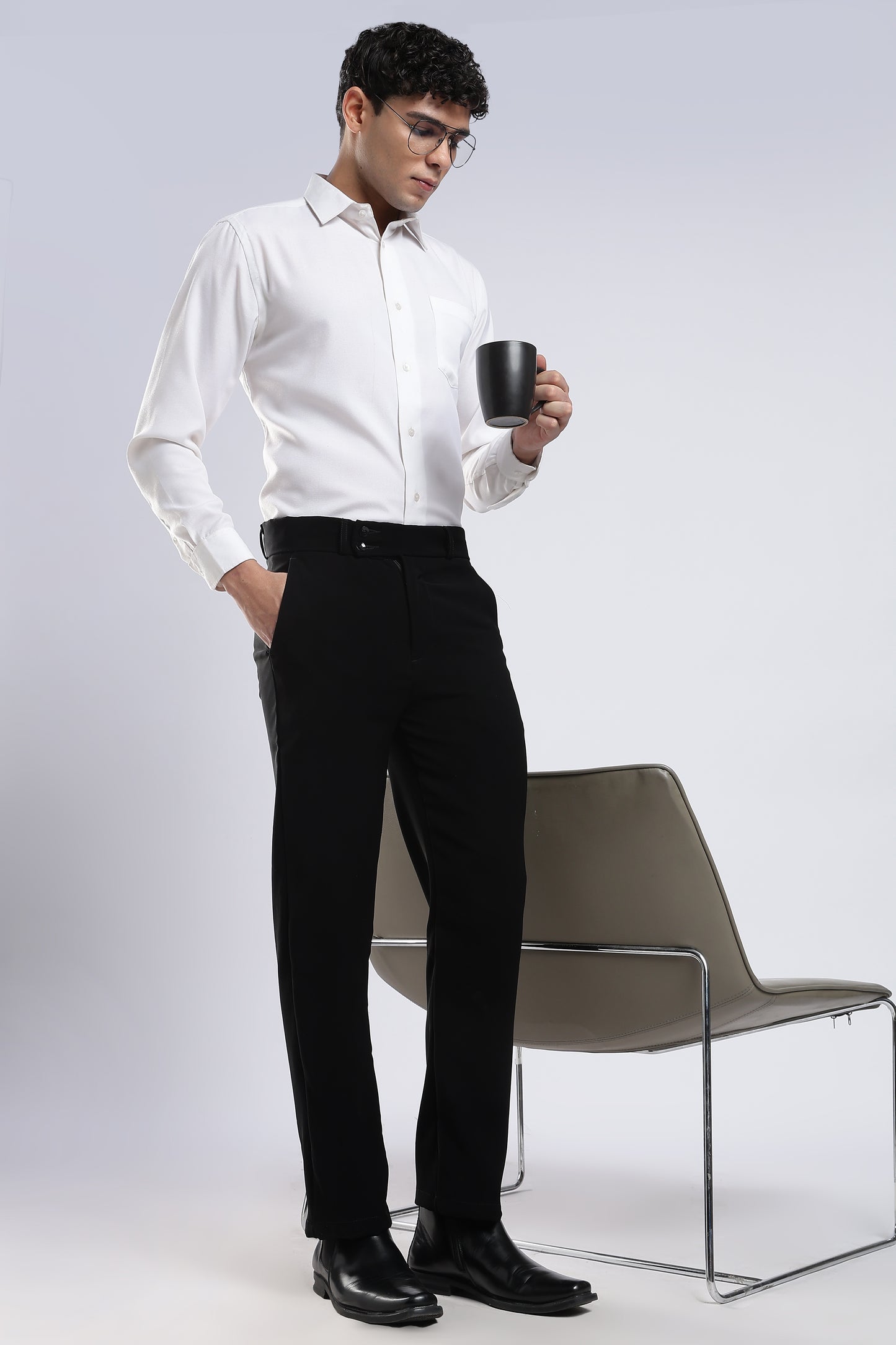 Men Japanese Boot Cut Pant-Black