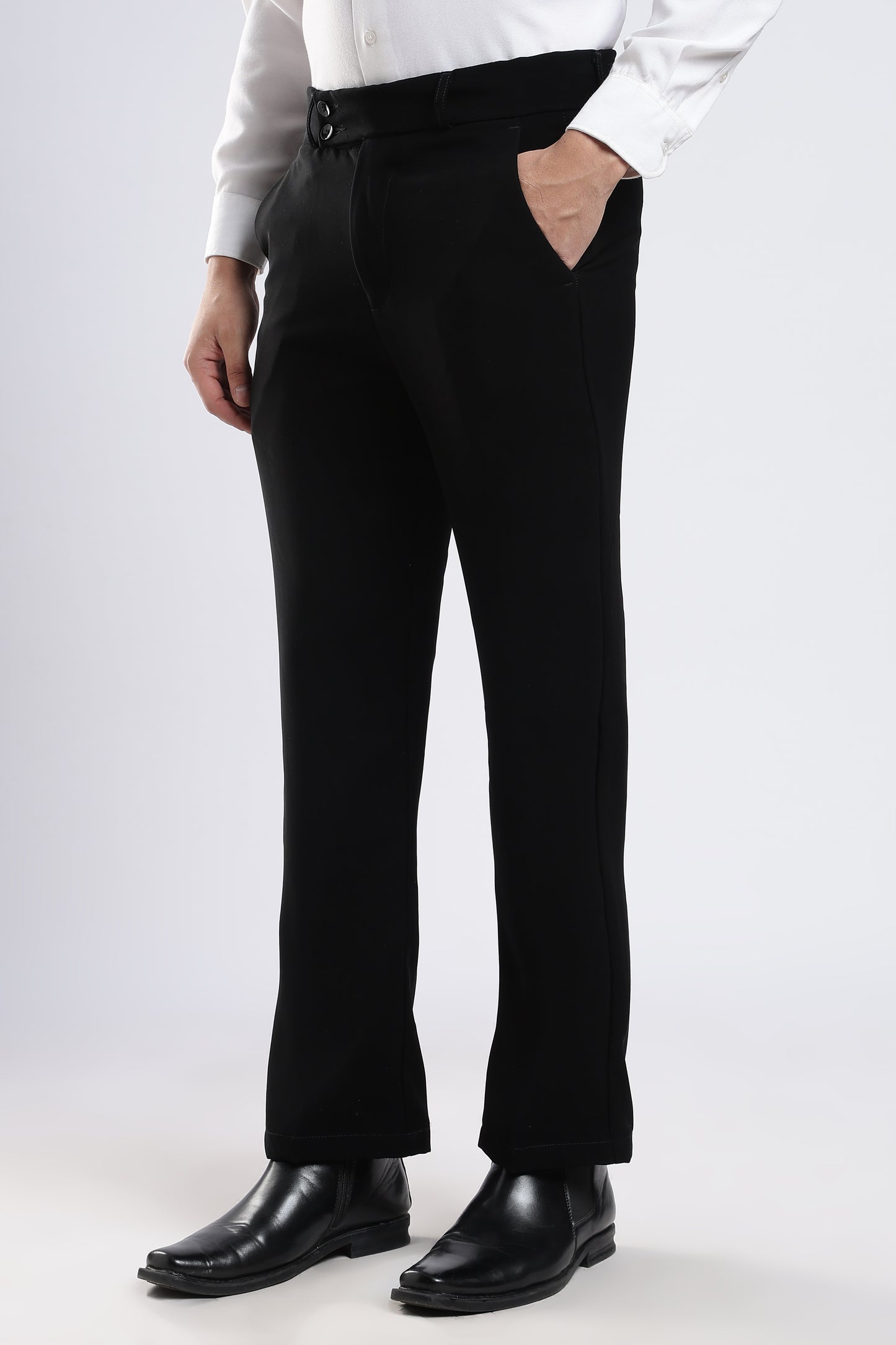 Men Japanese Boot Cut Pant-Black