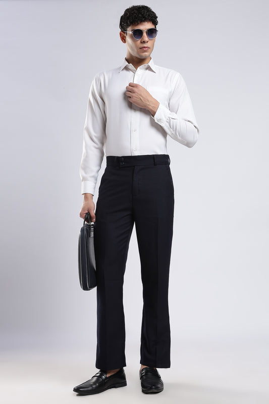 Men Boot Cut Linen Slub-Navy