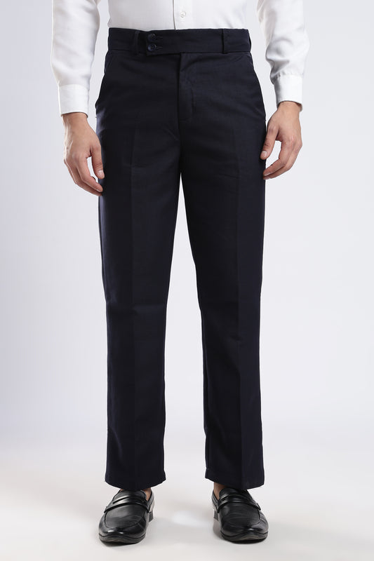Men Boot Cut Linen Slub-Navy