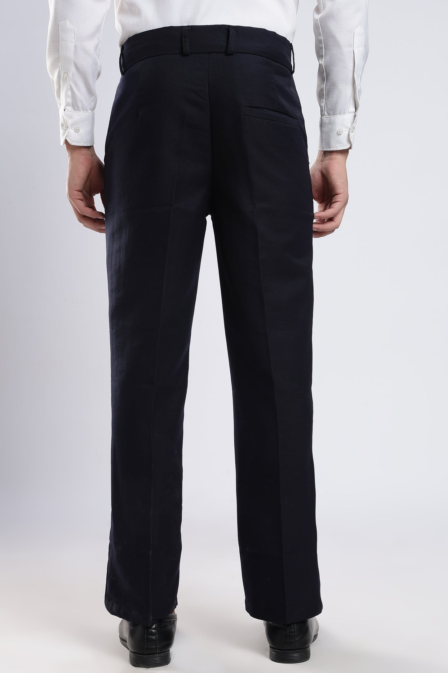 Men Boot Cut Linen Slub-Navy