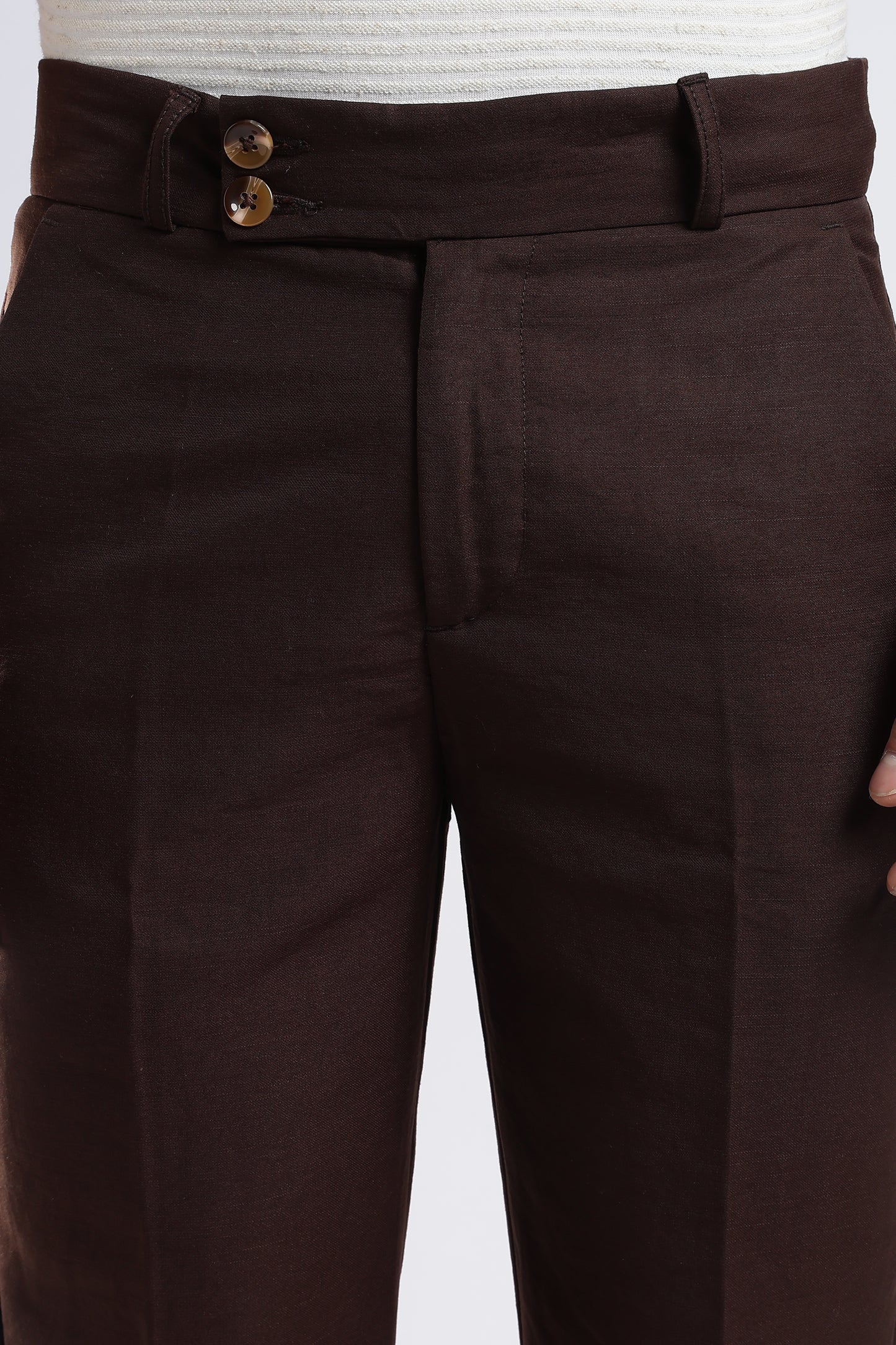 Men Boot Cut Linen Slub-Brown
