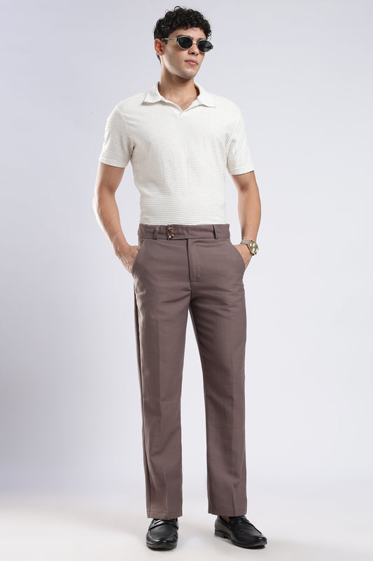 Men Boot Cut Linen Slub-Lt Brown