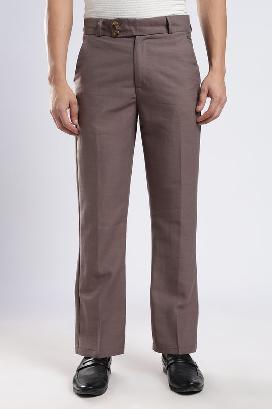 Men Boot Cut Linen Slub-Lt Brown