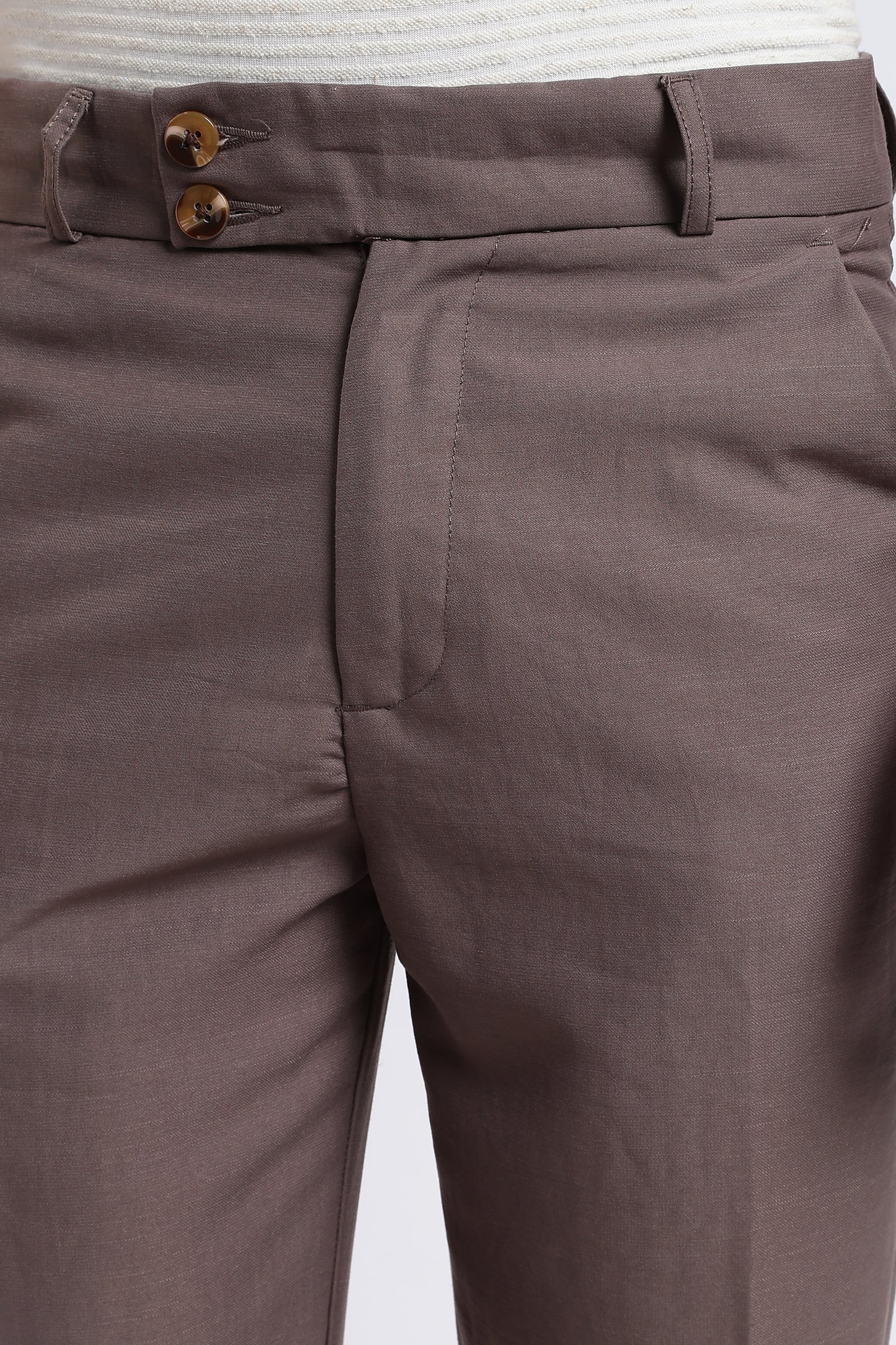 Men Boot Cut Linen Slub-Lt Brown