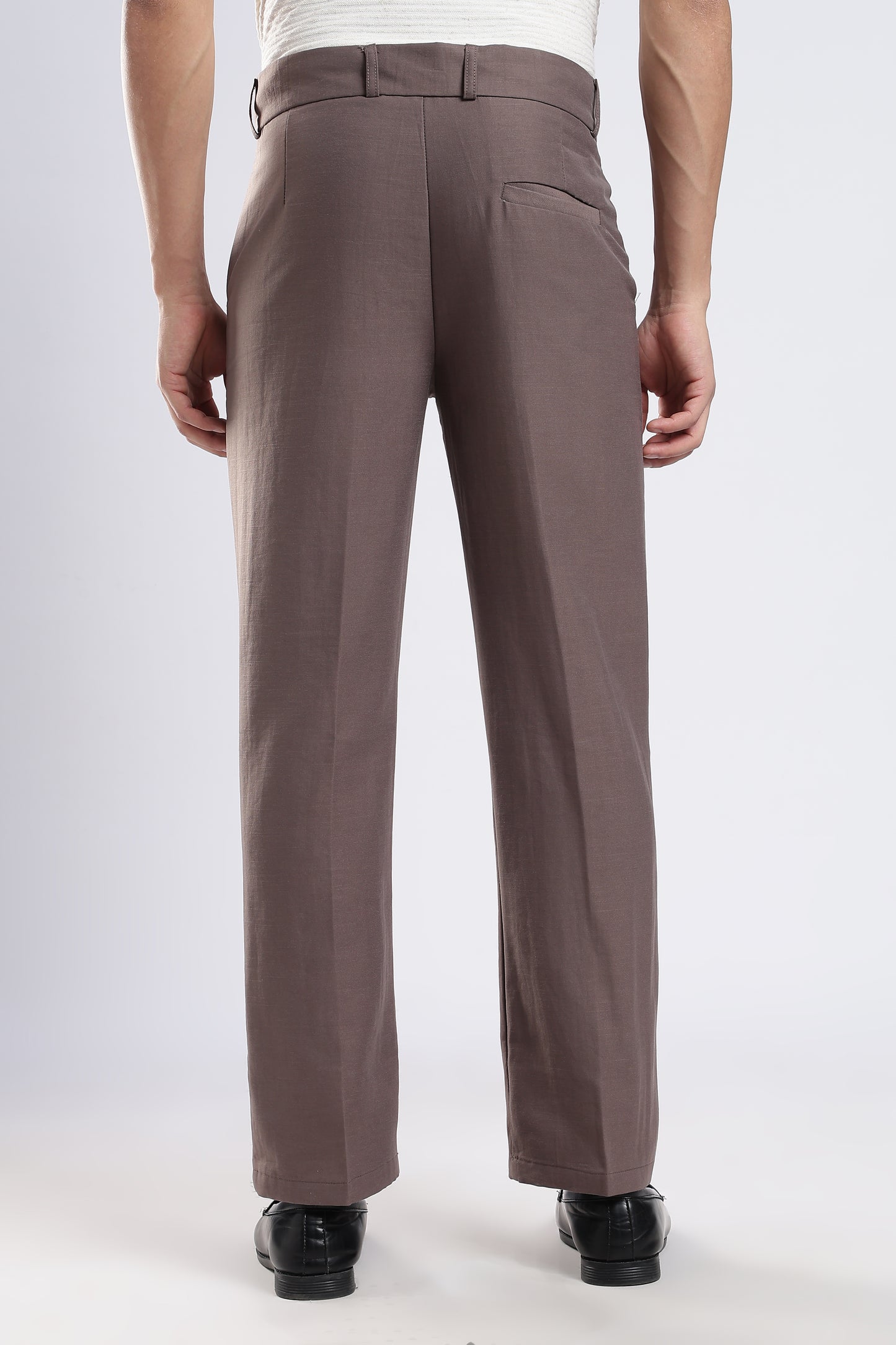Men Boot Cut Linen Slub-Lt Brown