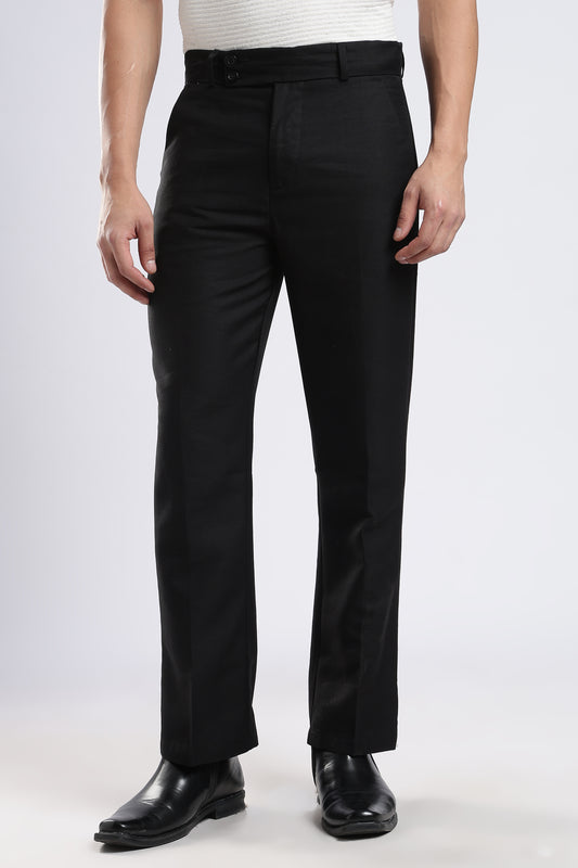 Men Boot Cut Linen Slub-Black