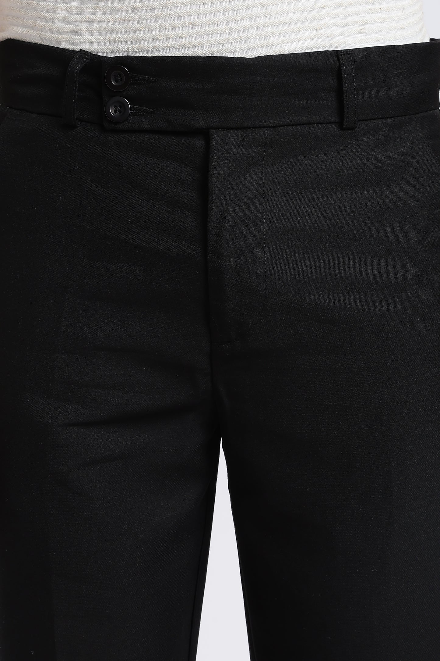 Men Boot Cut Linen Slub-Black