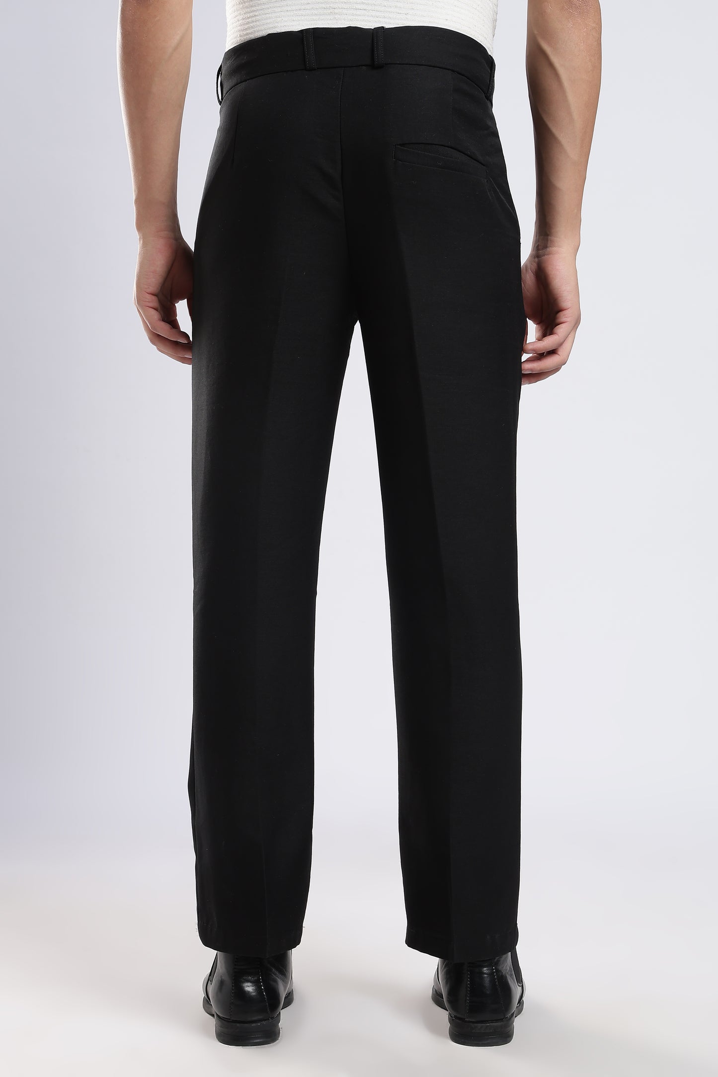 Men Boot Cut Linen Slub-Black