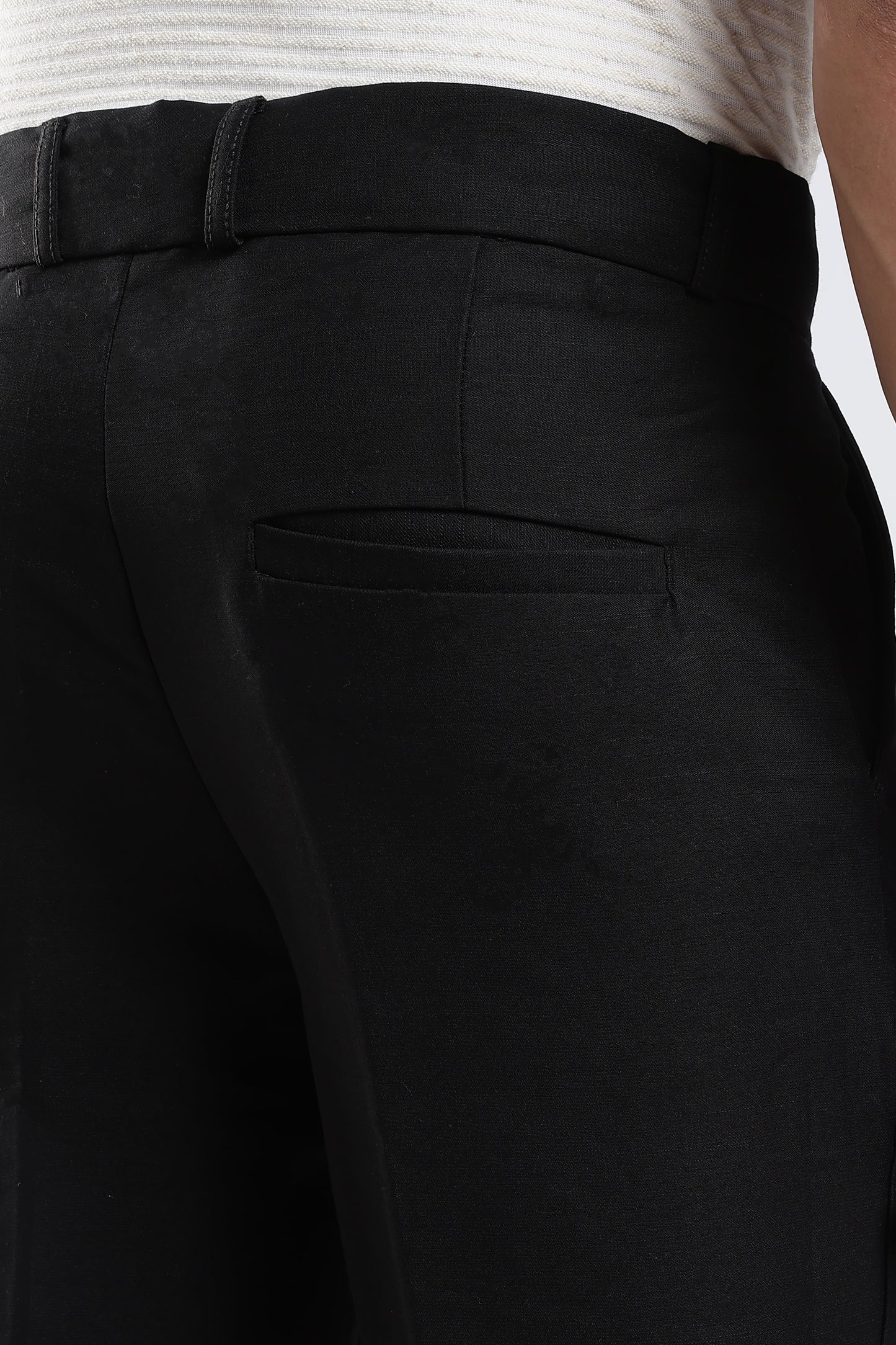 Men Boot Cut Linen Slub-Black