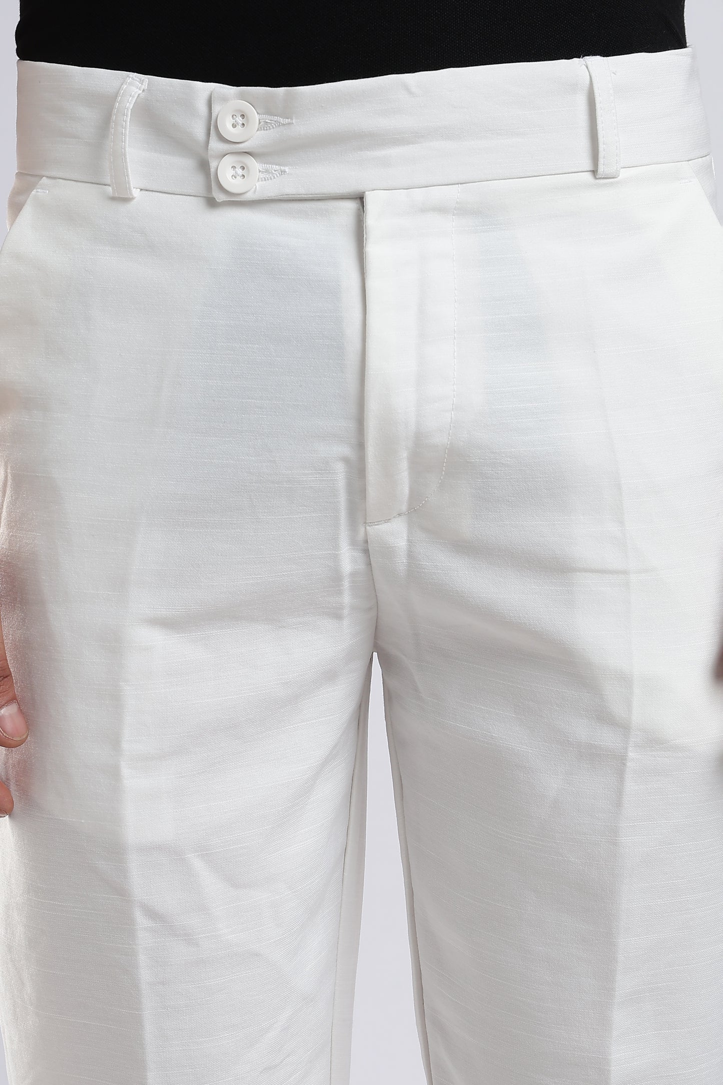 Men Boot Cut Linen Slub-White
