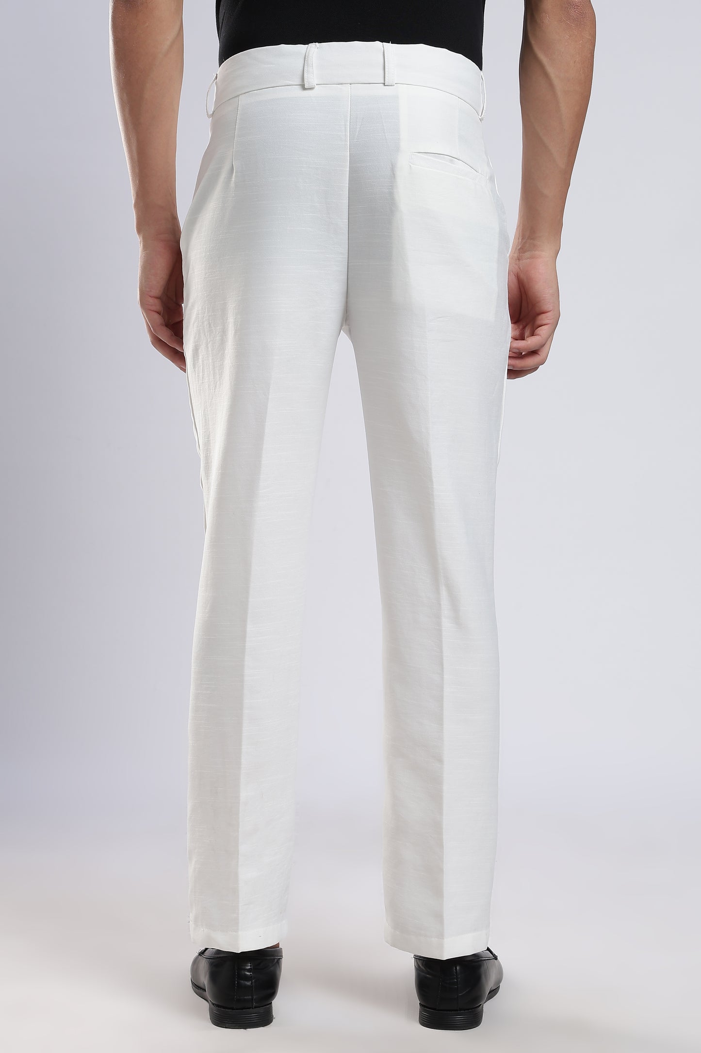 Men Boot Cut Linen Slub-White