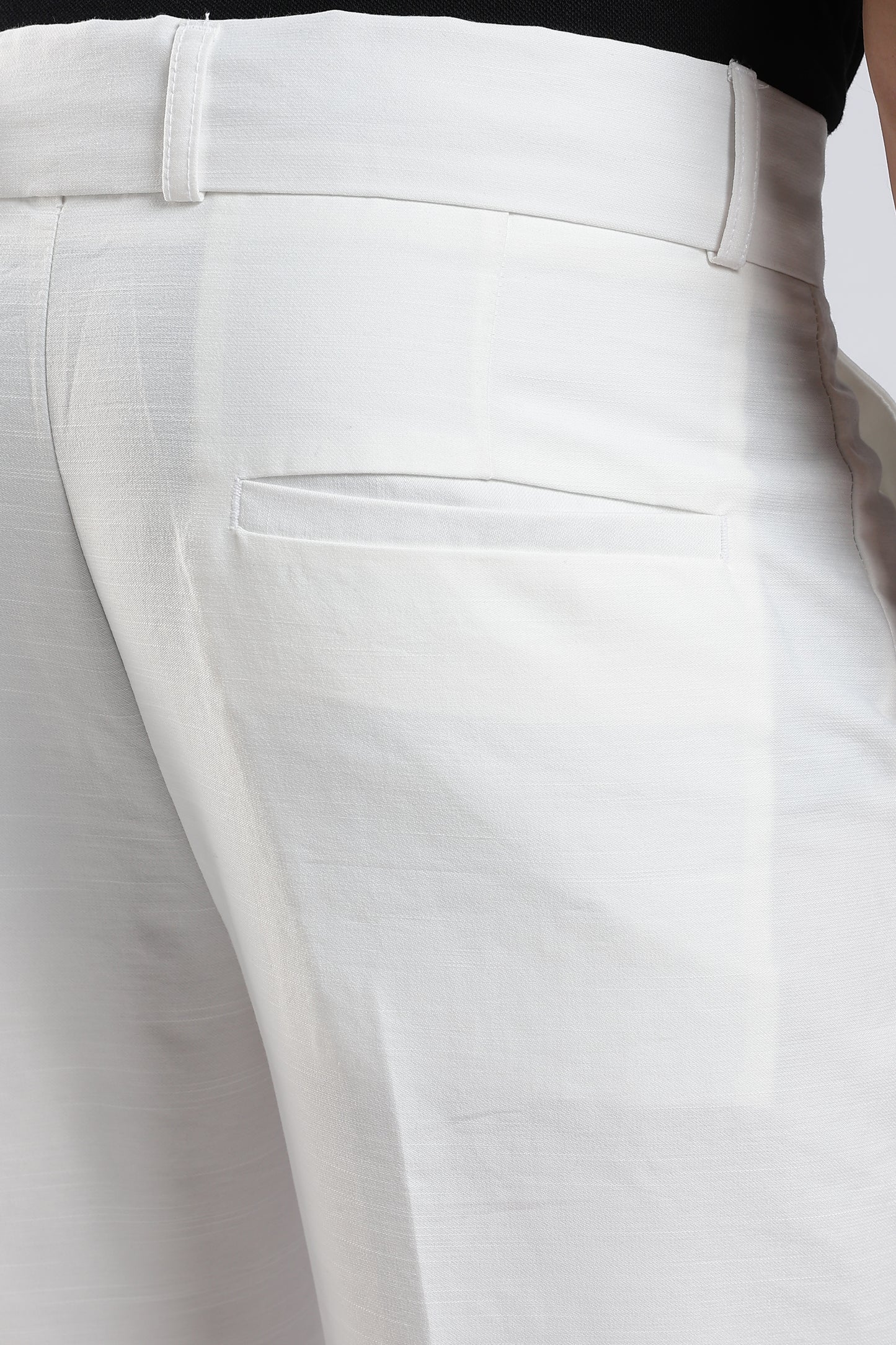 Men Boot Cut Linen Slub-White