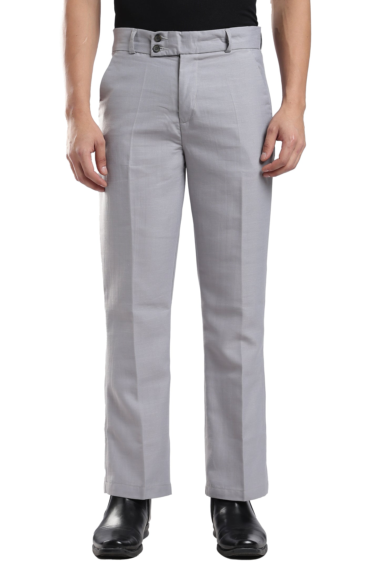 Men Boot Cut Linen Slub-Lt Grey