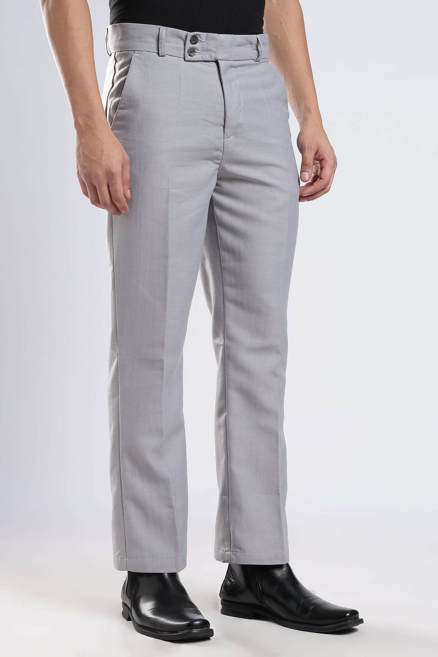 Men Boot Cut Linen Slub-Lt Grey