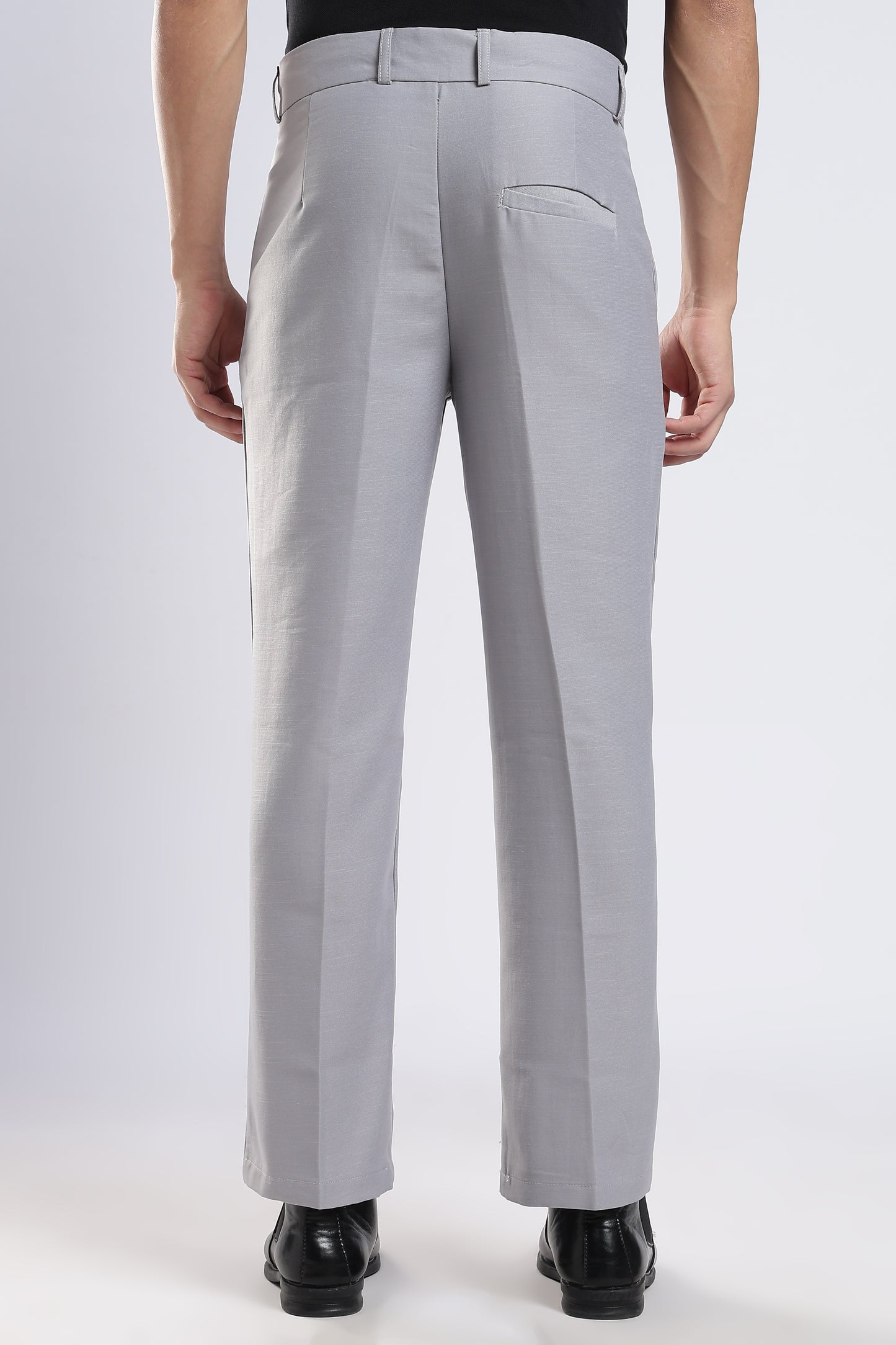 Men Boot Cut Linen Slub-Lt Grey