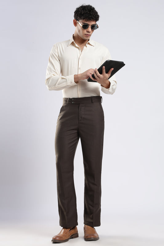 Men Boot Cut Linen Slub-Olive