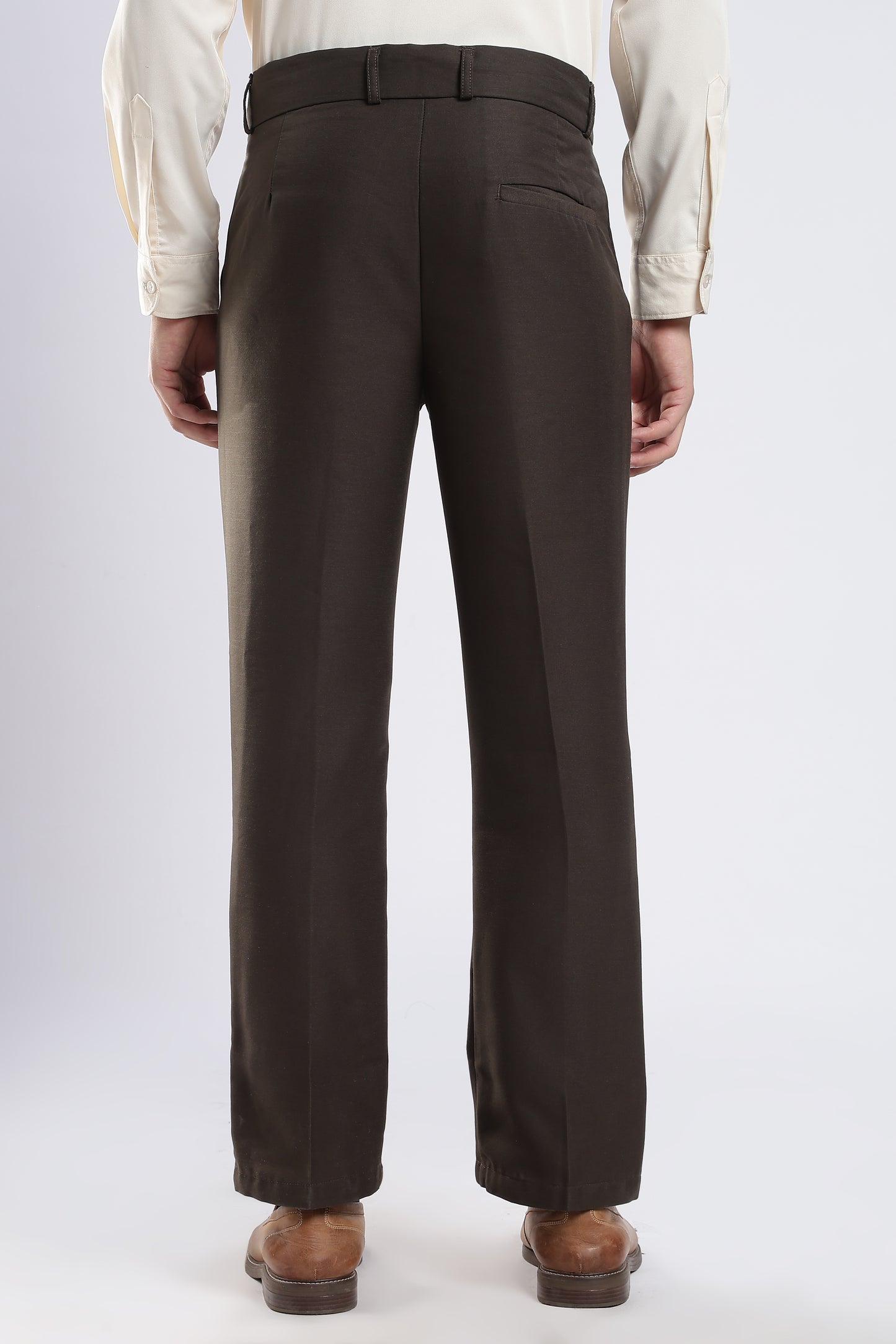 Men Boot Cut Linen Slub-Olive