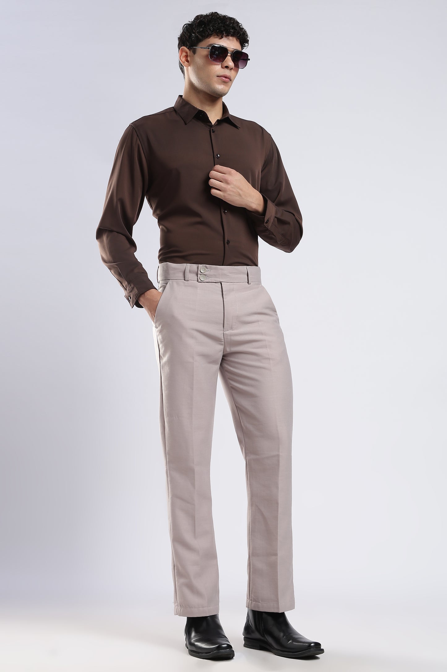 Men Boot Cut Linen Slub-Fawn