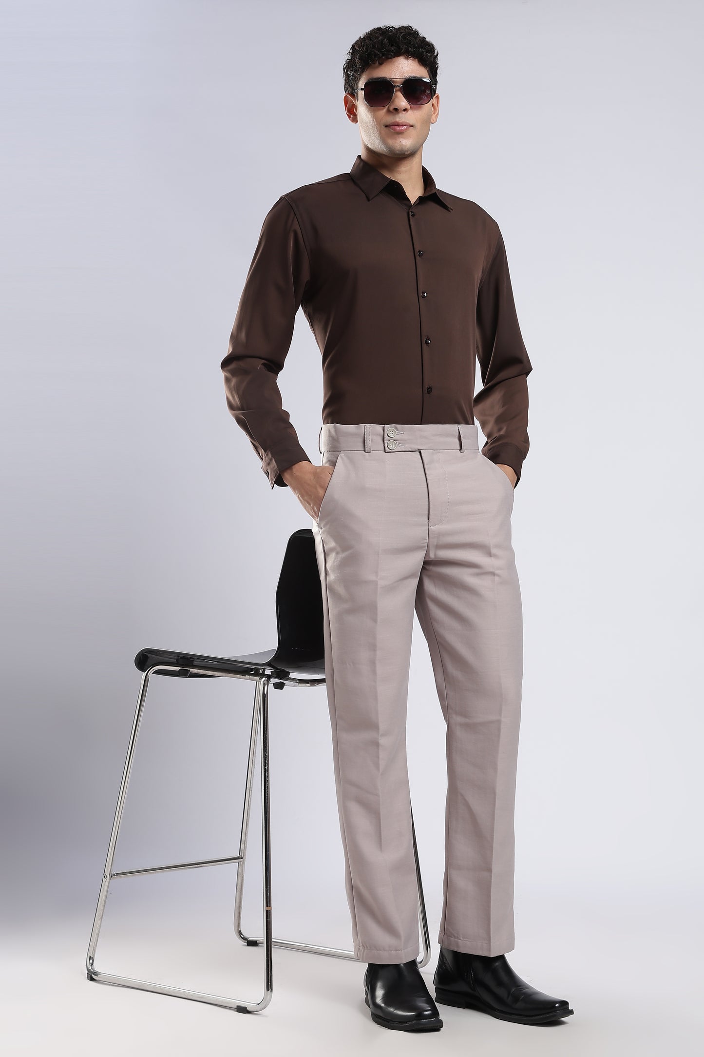 Men Boot Cut Linen Slub-Fawn