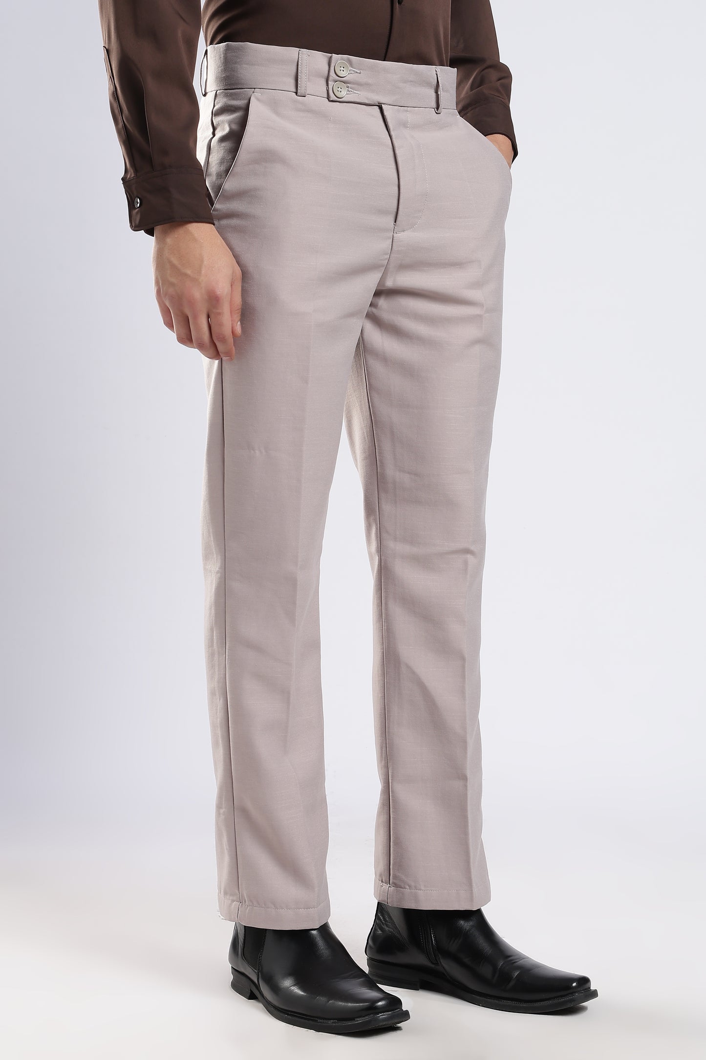 Men Boot Cut Linen Slub-Fawn