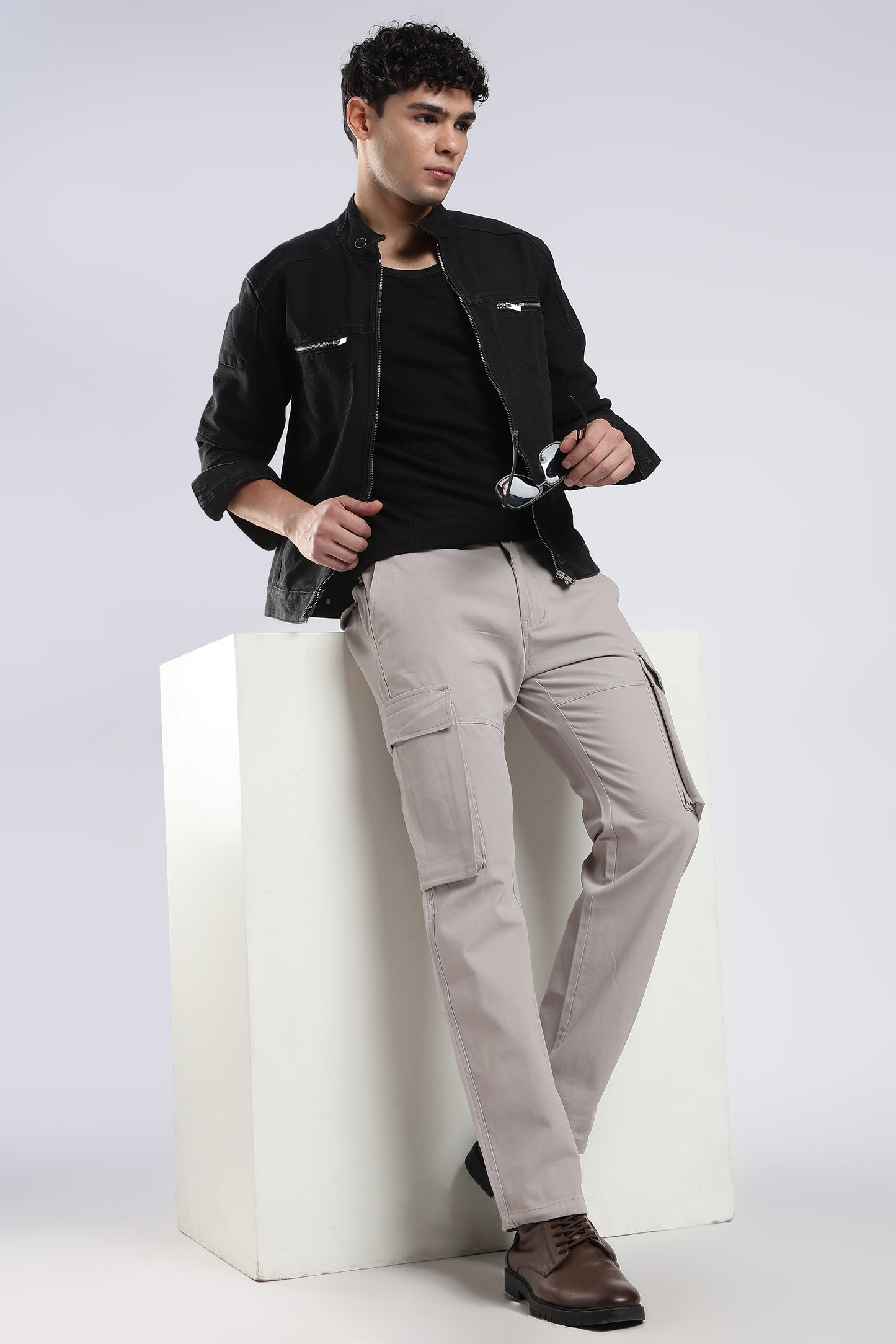 Men Dobby Cargo-Grey