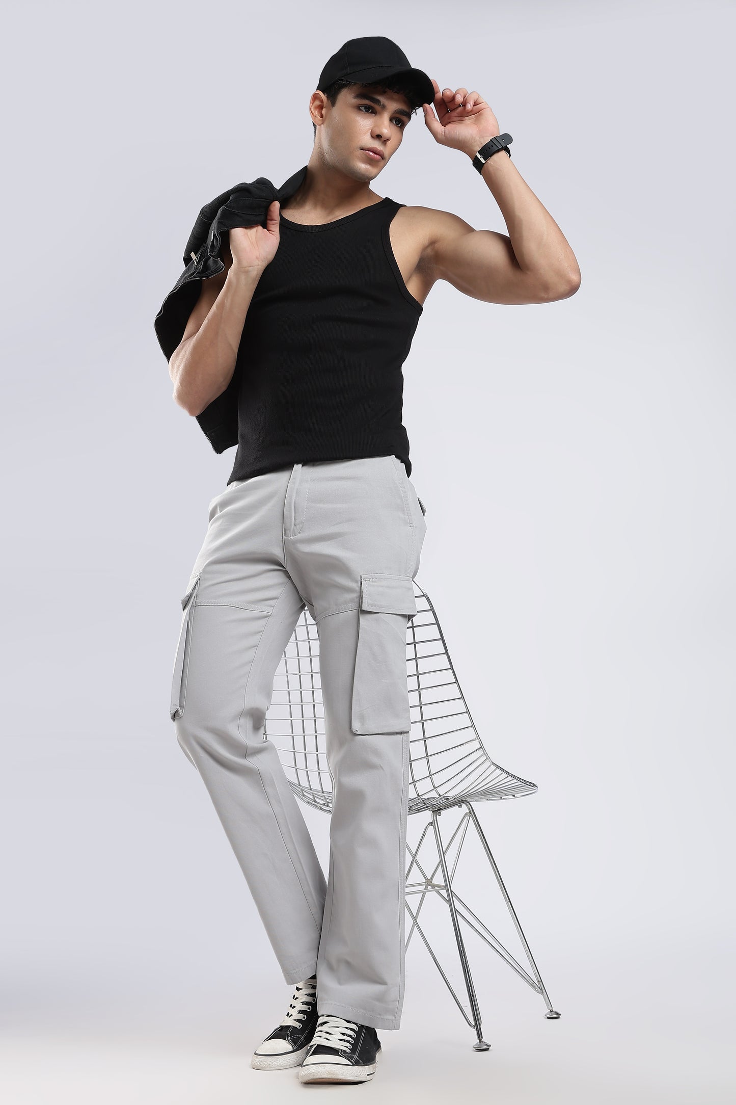 Men Dobby Cargo-Lt Grey