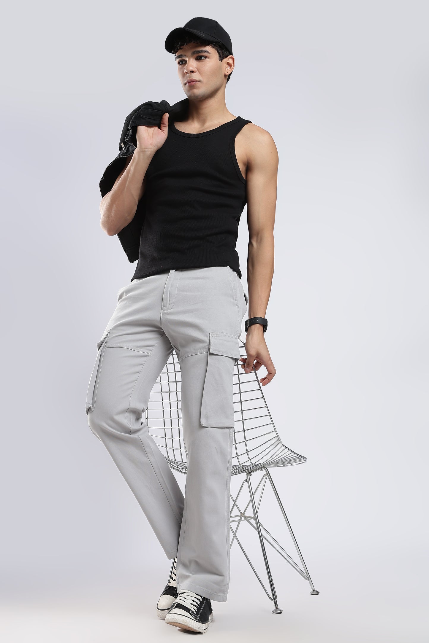 Men Dobby Cargo-Lt Grey