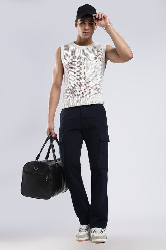 Men Dobby Cargo-Navy