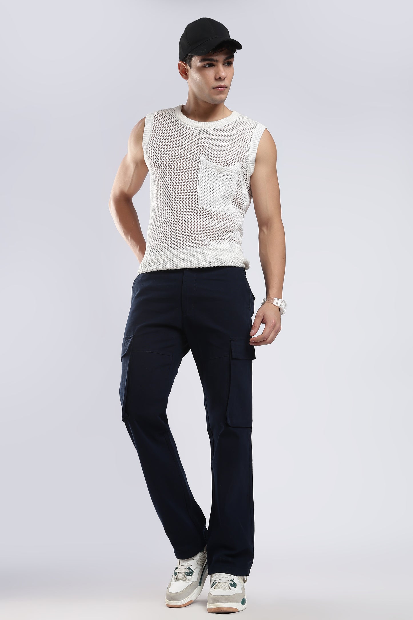 Men Dobby Cargo-Navy