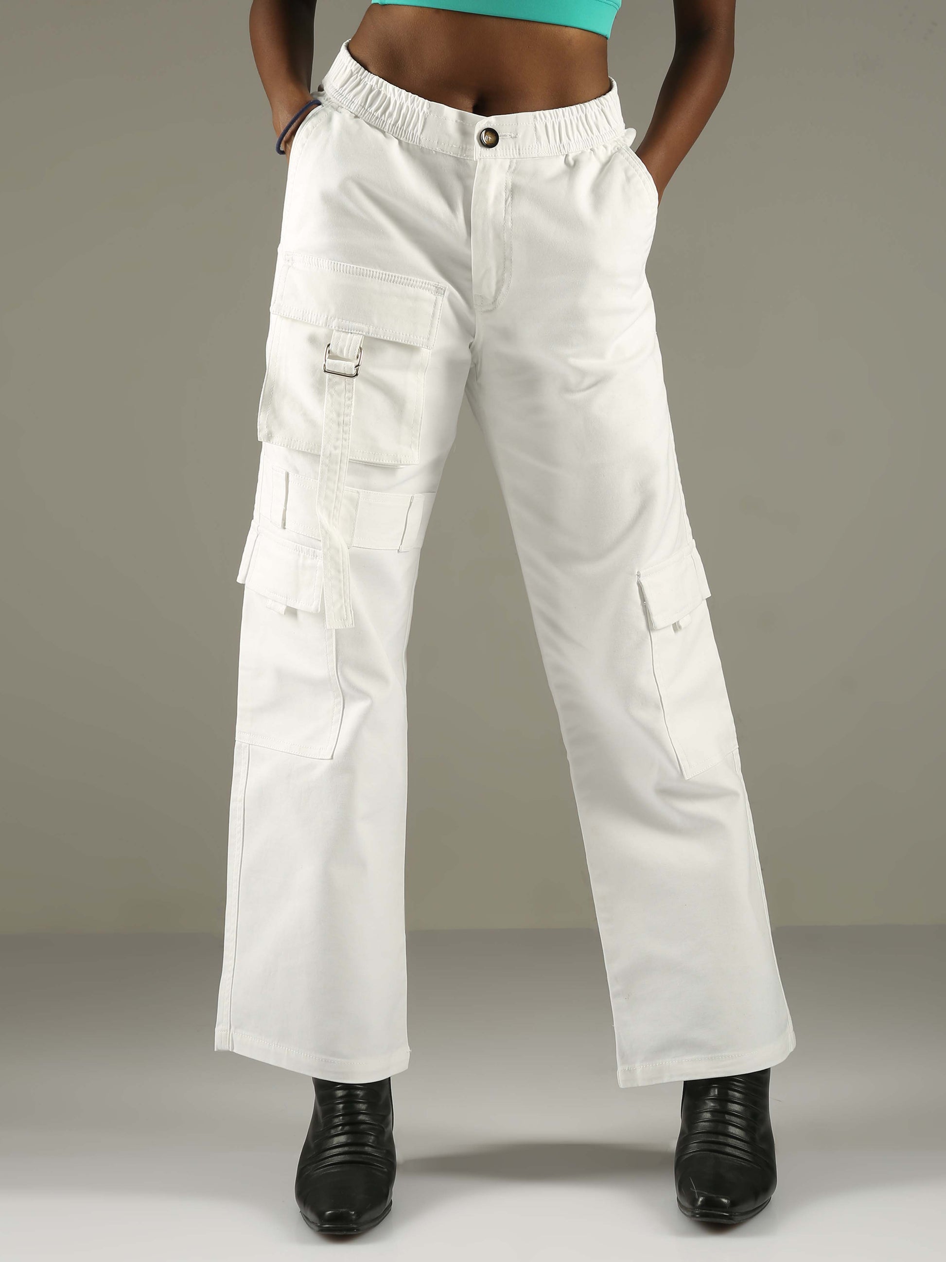 Shop Stylish White Baggy Cargo Pants For Women Online