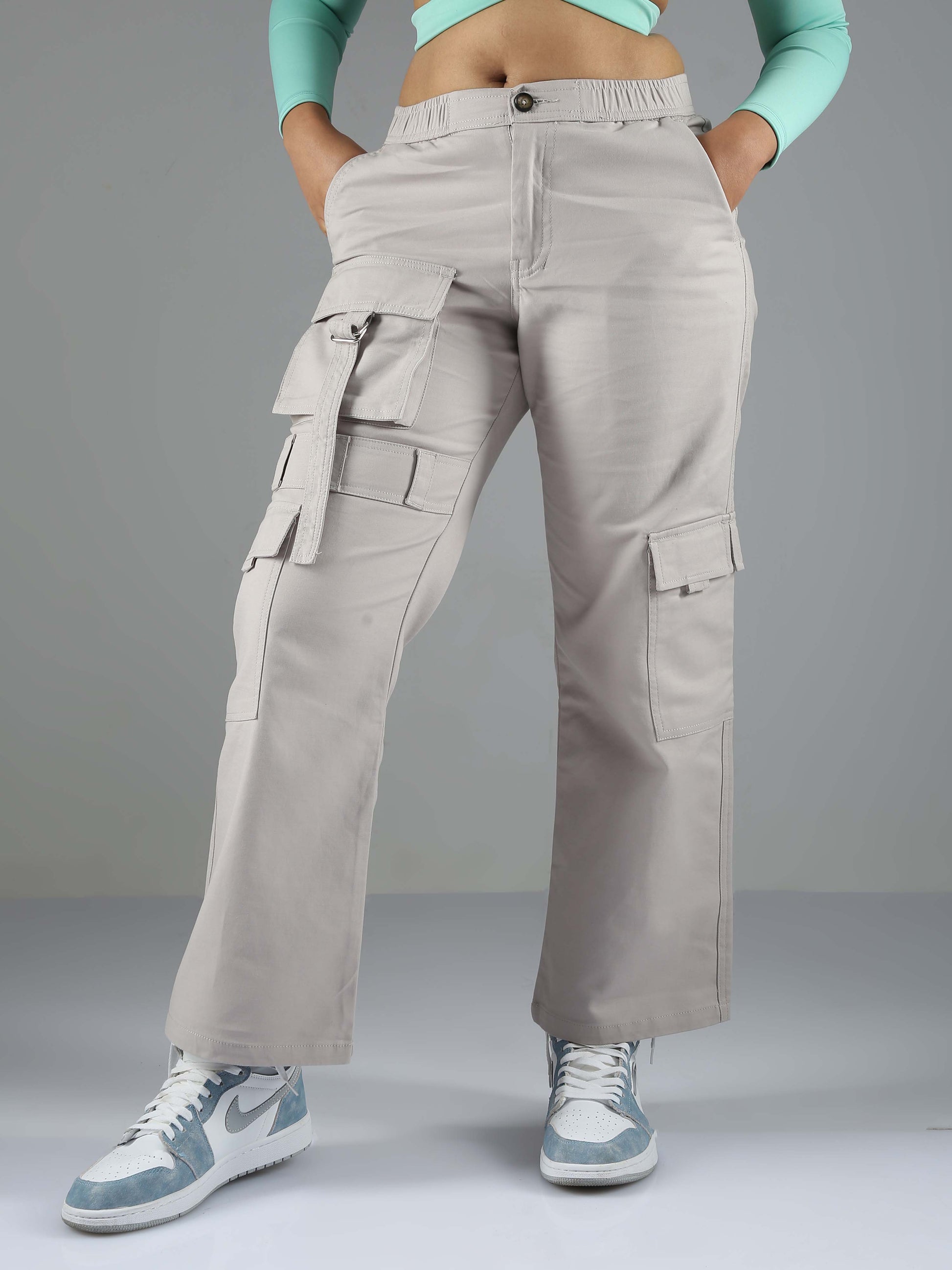 Ligth Grey Baggy Cargo Pants Womens 26 - Main Image