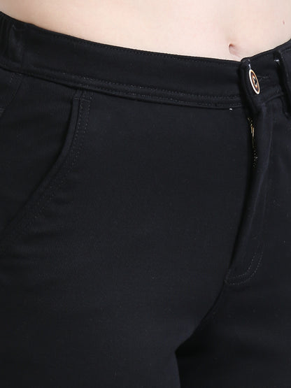 Black Multi Pocket Cargo Pants for Women