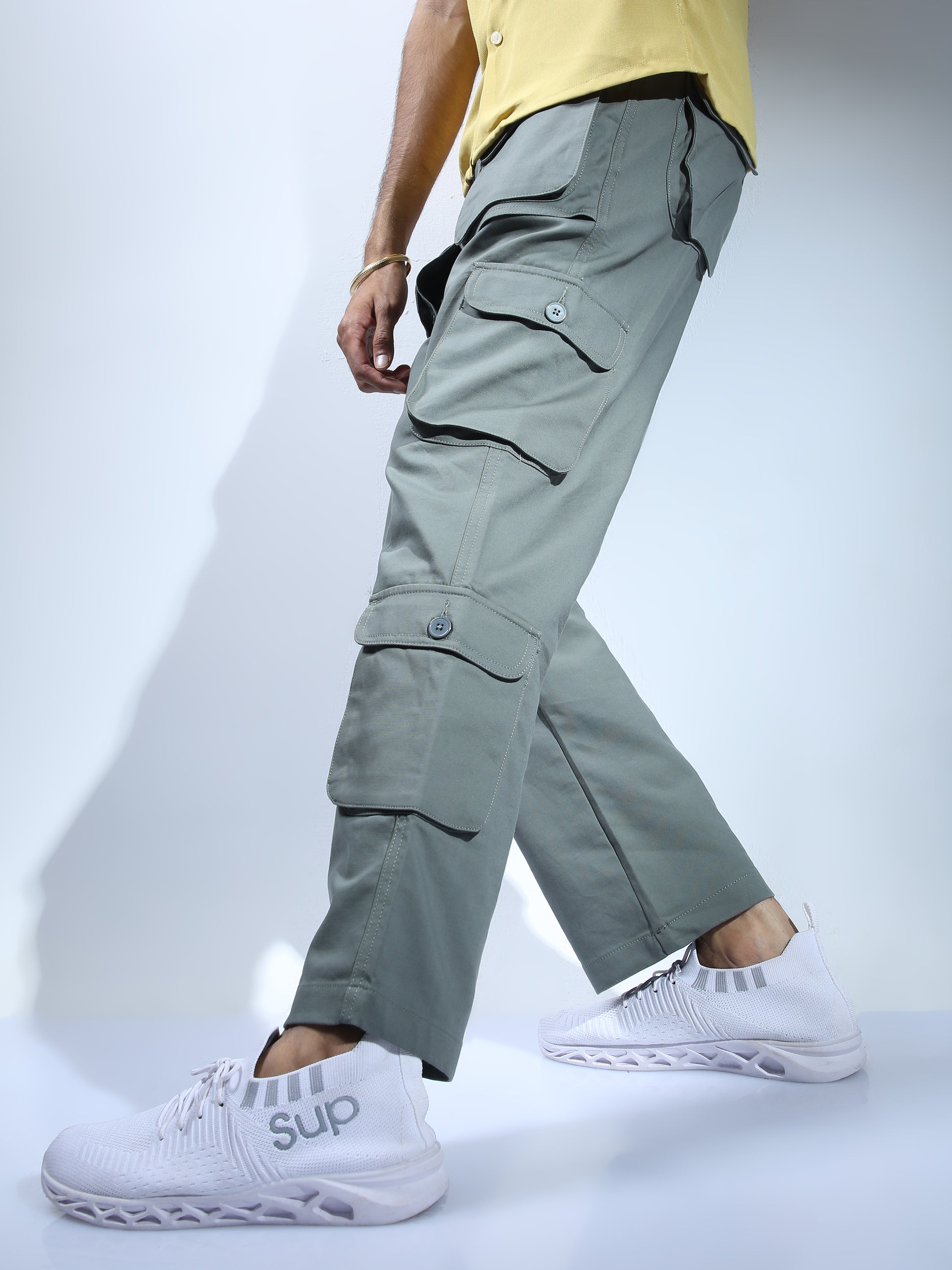 Stone Washed Baggy Cargo Pants, Buy Men Trousers
