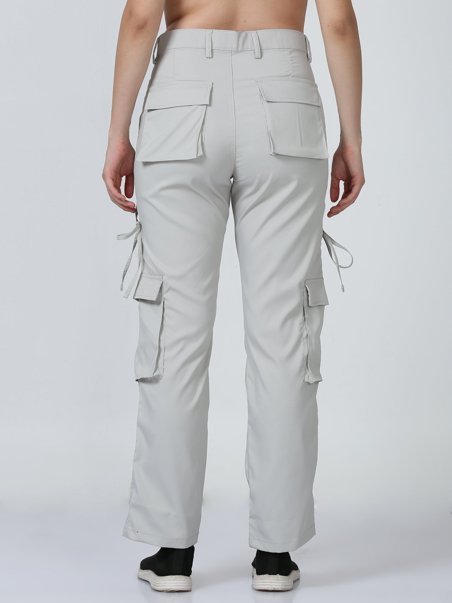 Women Dual Pocket Slashed Trousers-Cream