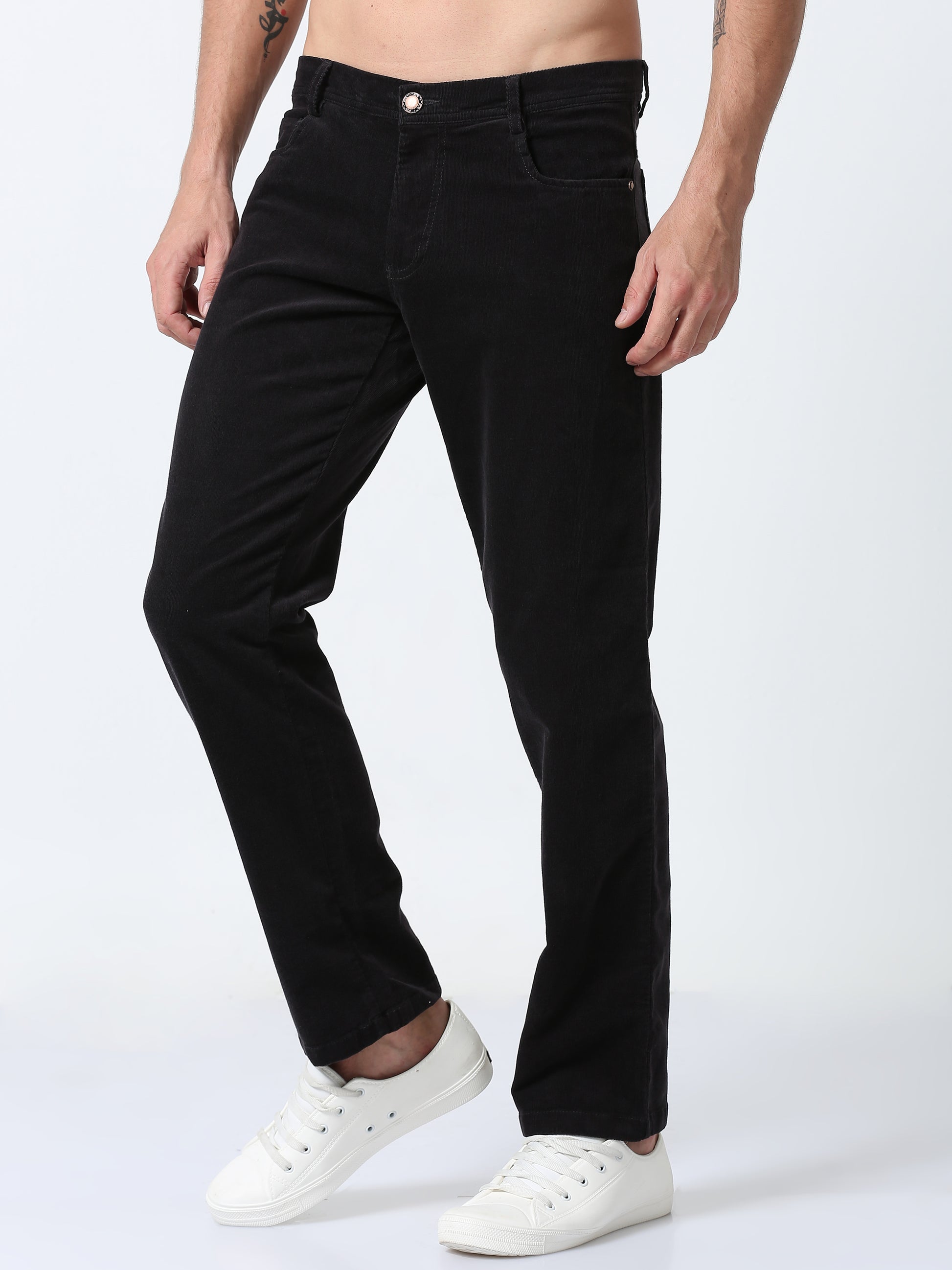 Grey Corduroy Trousers For Men