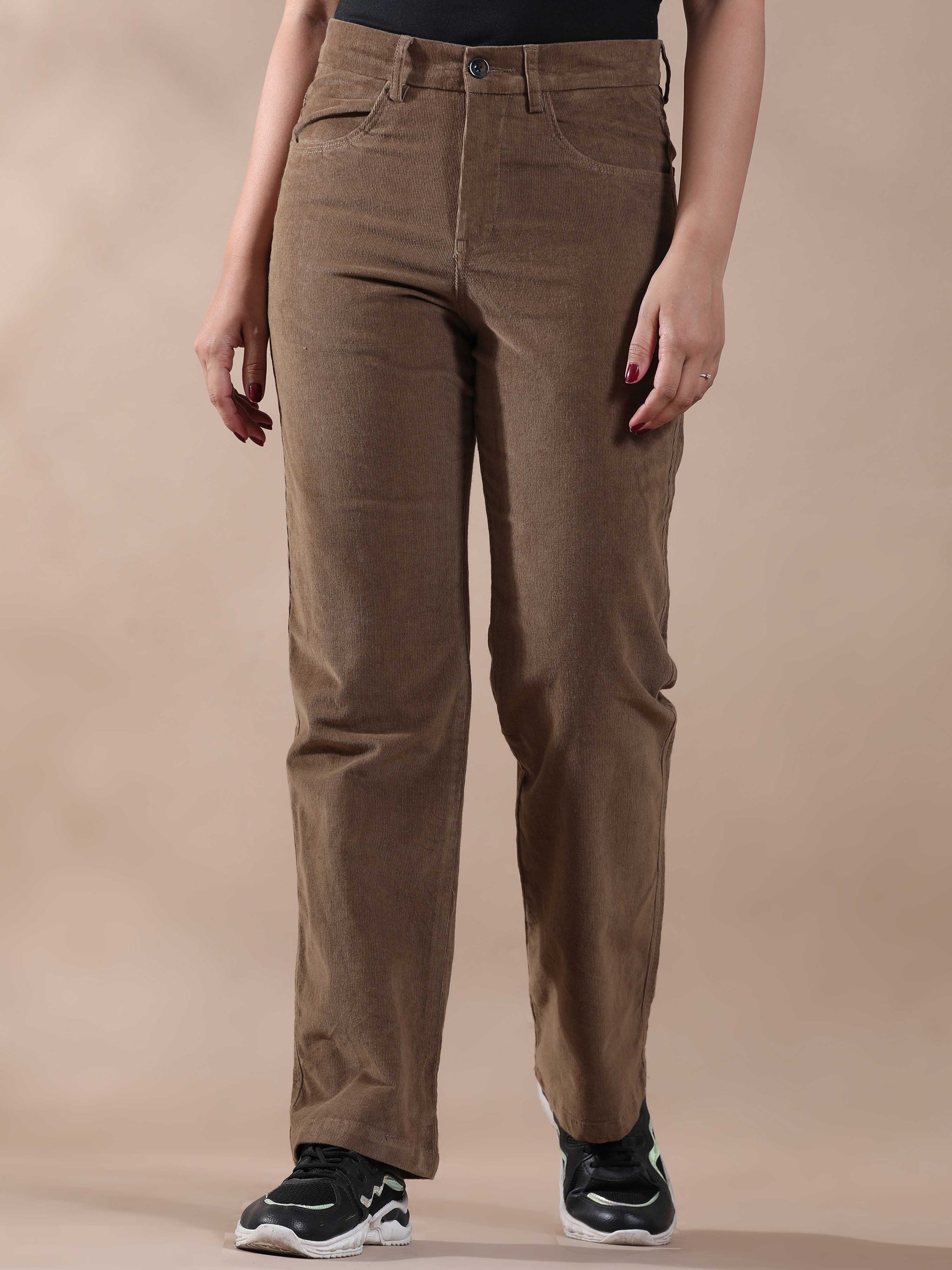 Shop Women's Fashionable Khaki Corduroy Pants Online