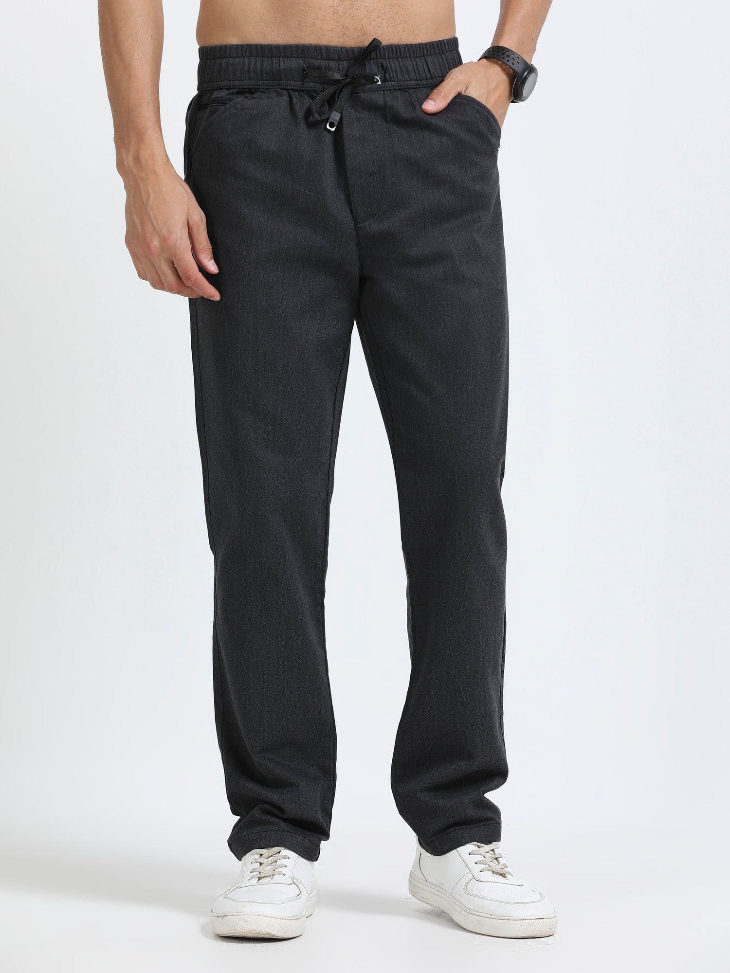 Black airport trousers for men