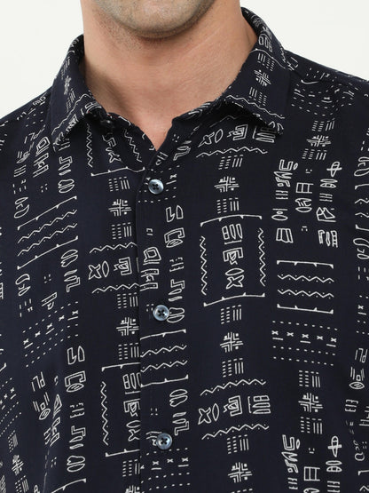 Men Urban Vacay Graphic Navy Shirts