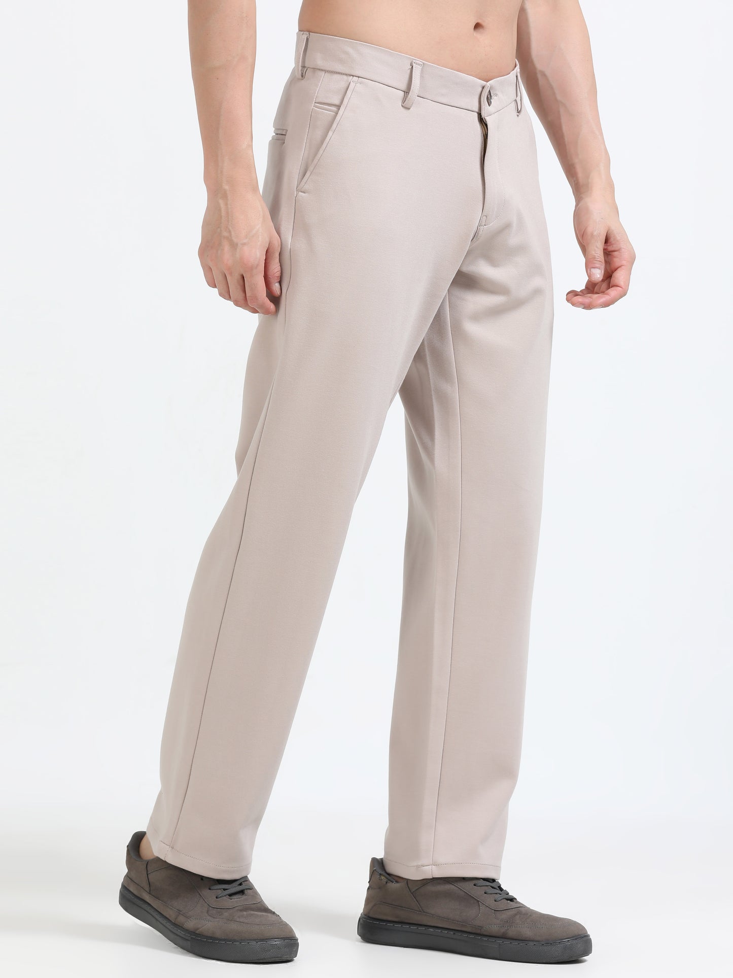 Men Tencil Leisure Trousers-Beige