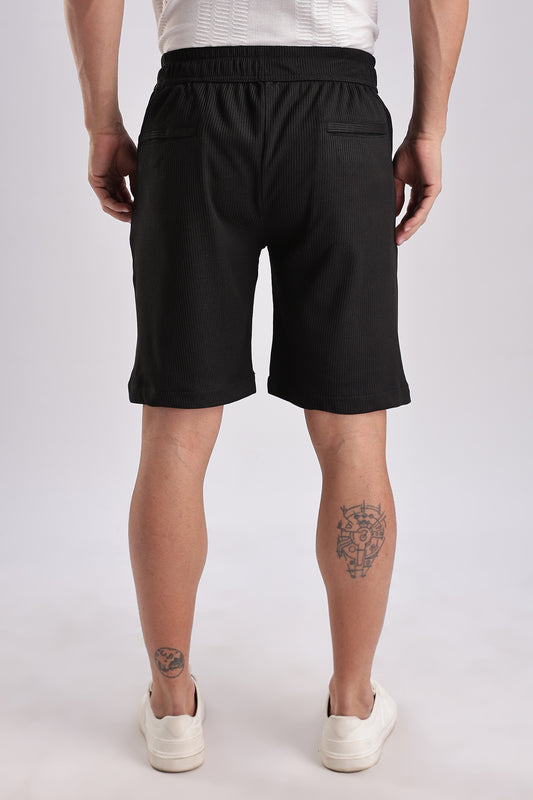 Men Jacquad Shorts-Black