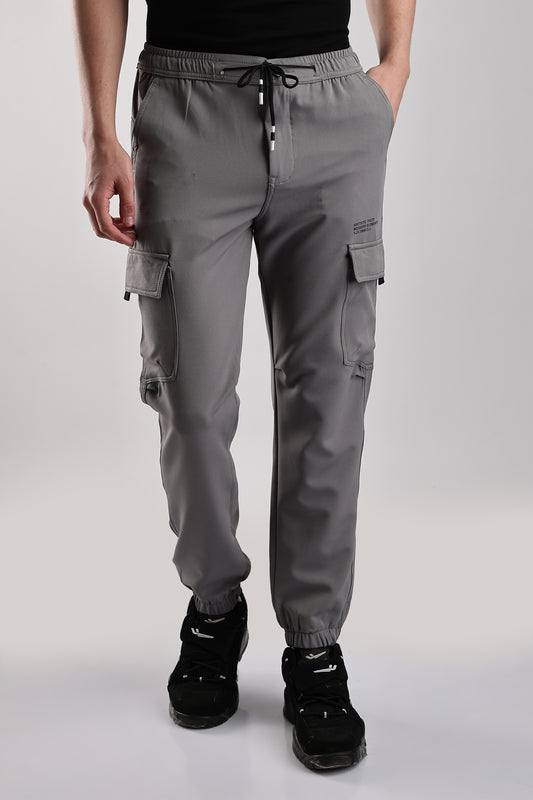 Men Structured Imported Utility Joggers-Lt Grey